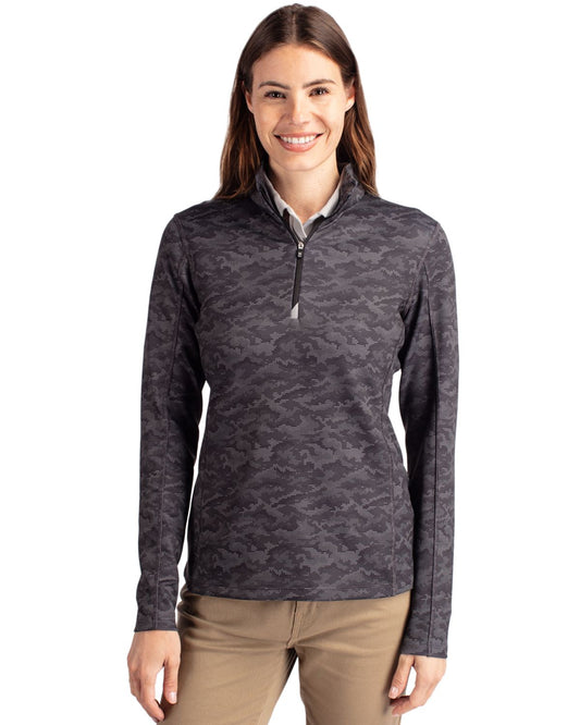 Cutter & Buck Traverse Recycled SmoothStretchWomensCamo Quarter ZipPullover
