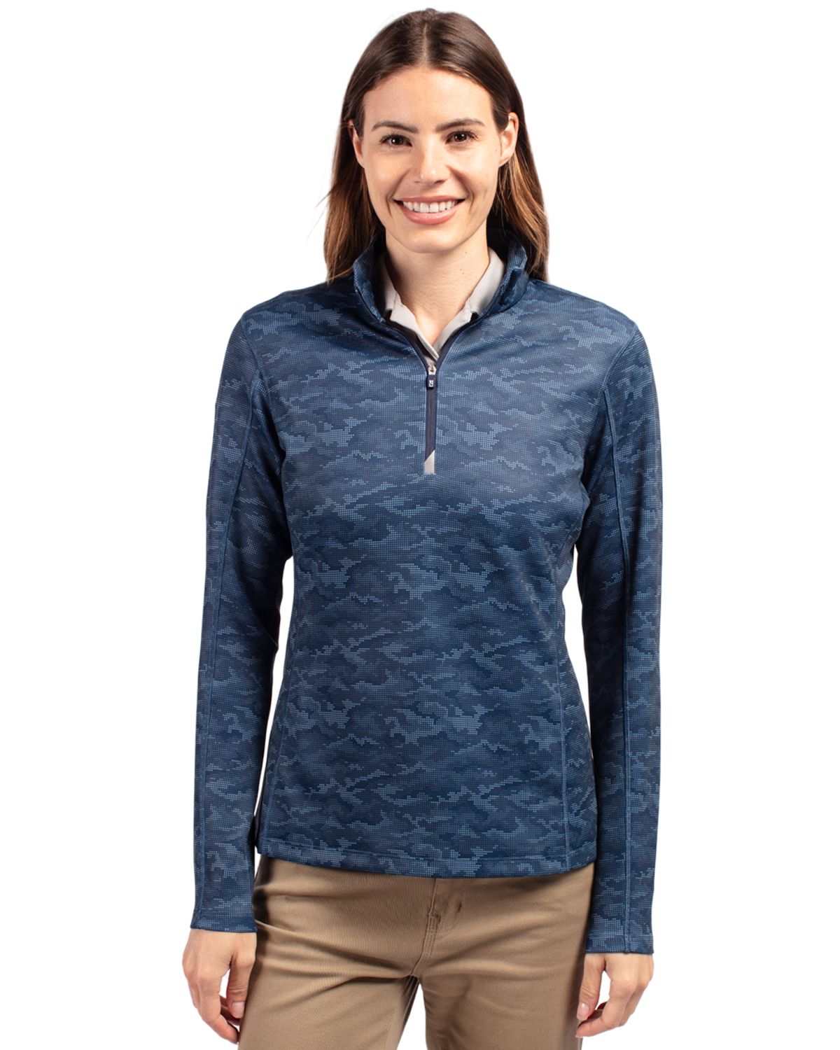 Cutter & Buck Traverse Recycled SmoothStretchWomensCamo Quarter ZipPullover