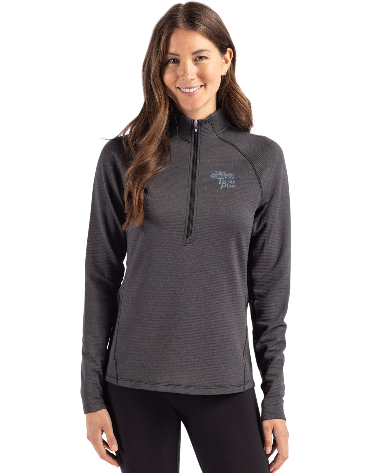 Torrey Pines Cutter & Buck Peshastin Recycled Grid Fleece Womens Half Zip Pullover