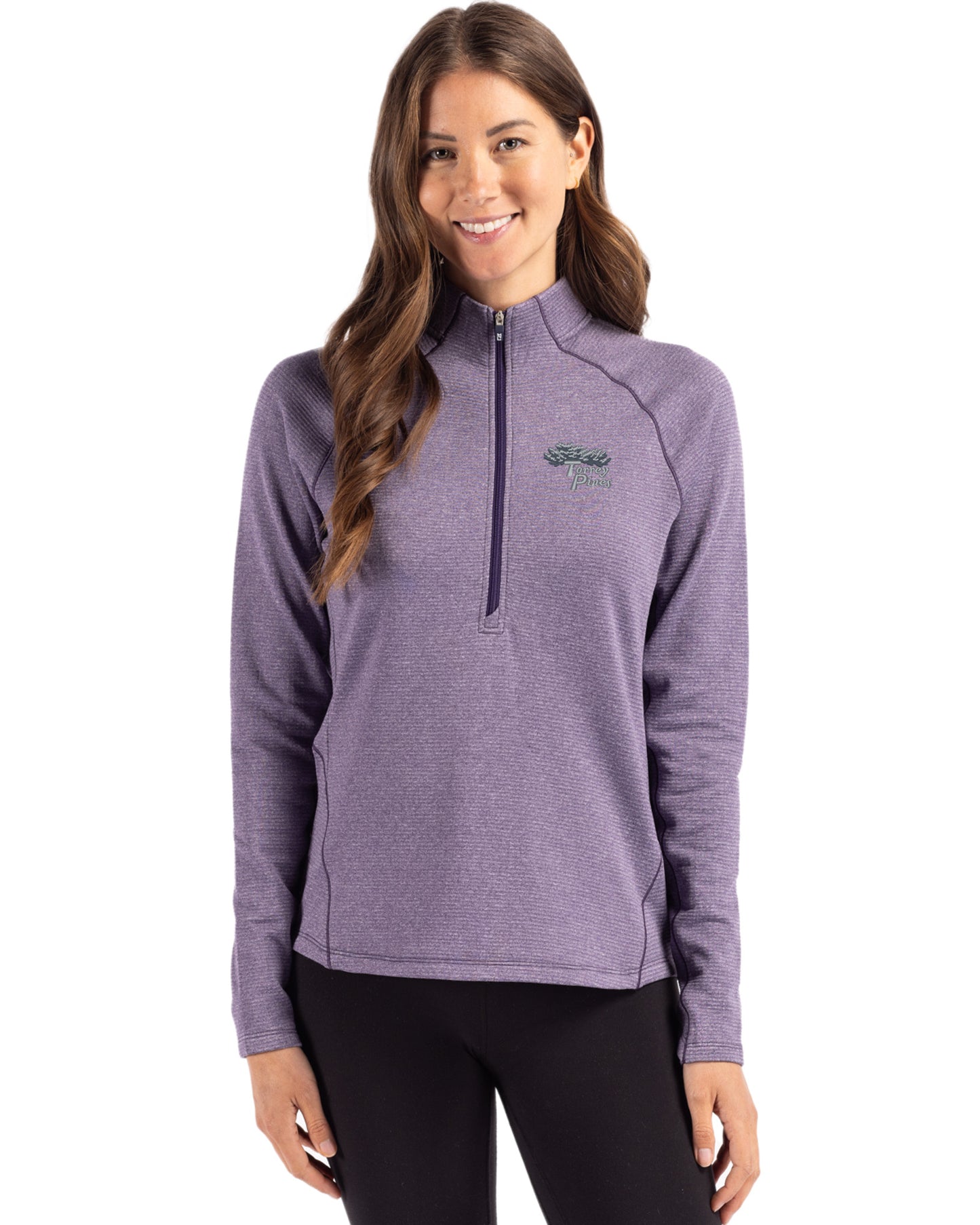 Torrey Pines Cutter & Buck Peshastin Recycled Grid Fleece Womens Half Zip Pullover