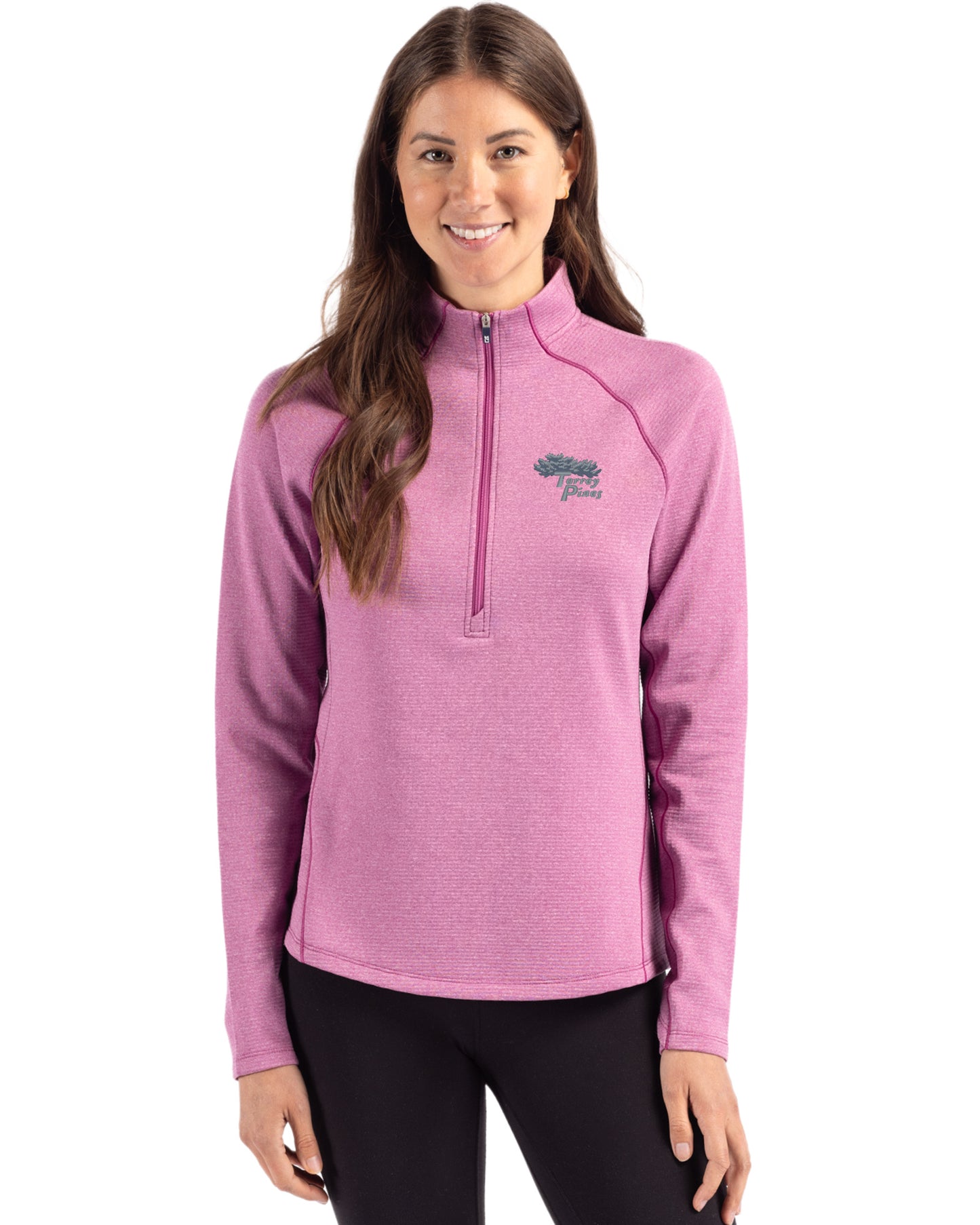 Torrey Pines Cutter & Buck Peshastin Recycled Grid Fleece Womens Half Zip Pullover