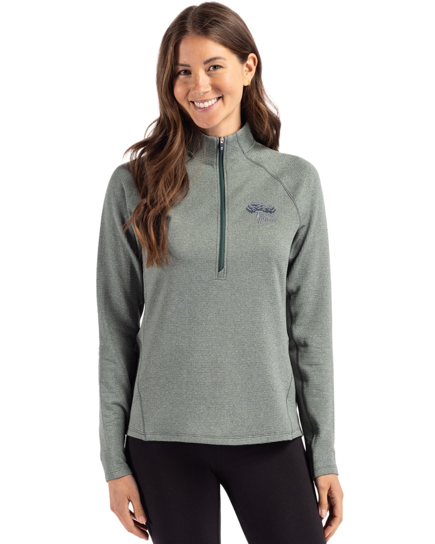 Torrey Pines Cutter & Buck Peshastin Recycled Grid Fleece Womens Half Zip Pullover