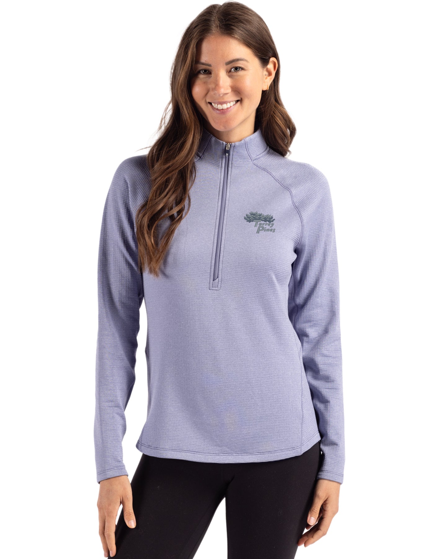 Torrey Pines Cutter & Buck Peshastin Recycled Grid Fleece Womens Half Zip Pullover