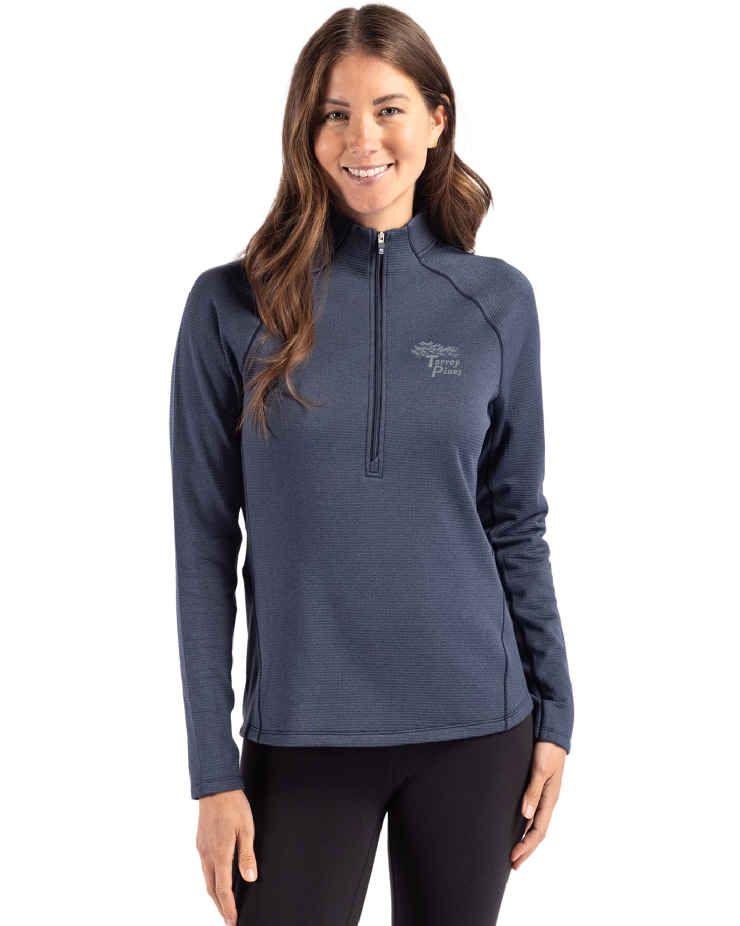 Torrey Pines Cutter & Buck Peshastin Recycled Grid Fleece Womens Half Zip Pullover