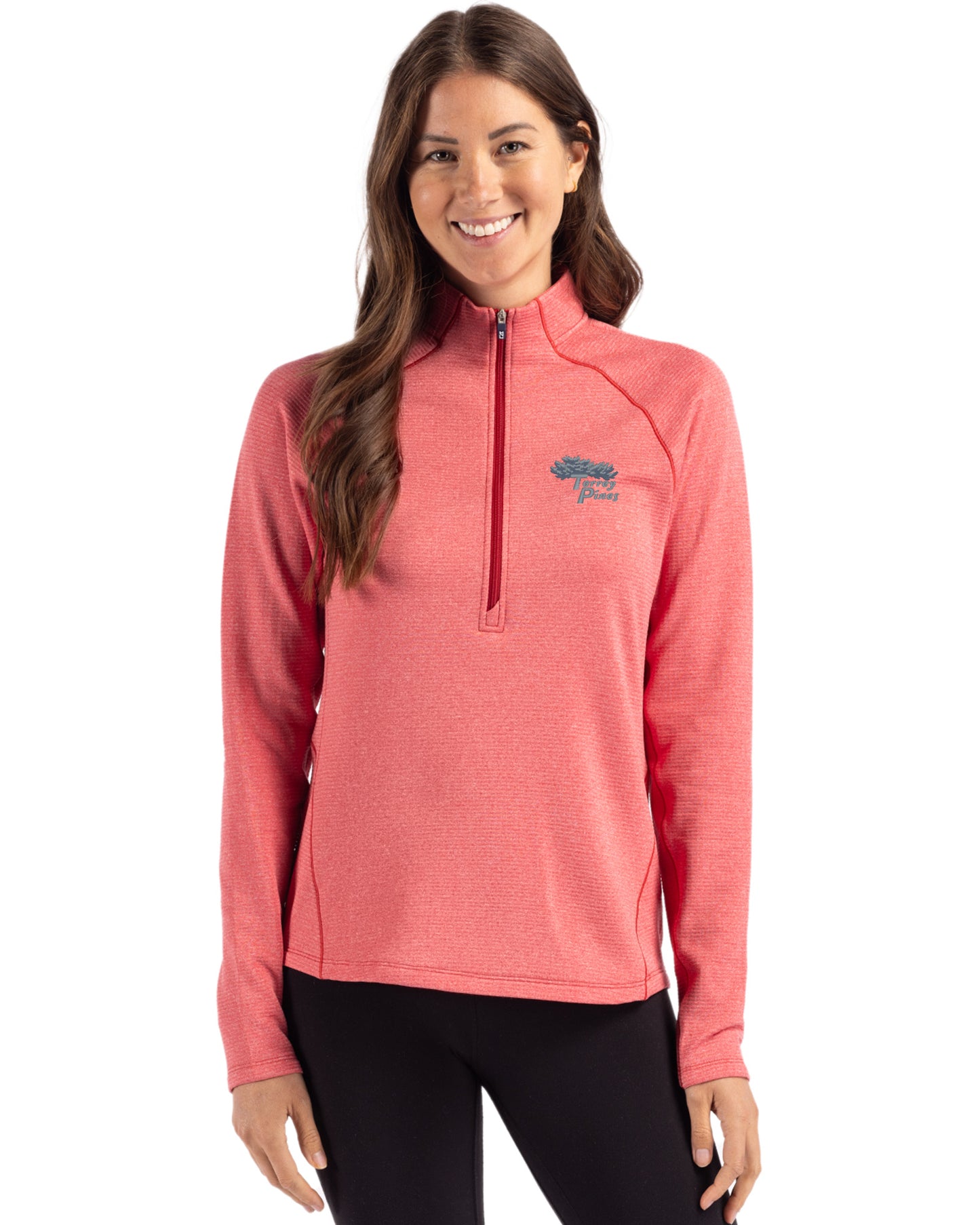 Torrey Pines Cutter & Buck Peshastin Recycled Grid Fleece Womens Half Zip Pullover