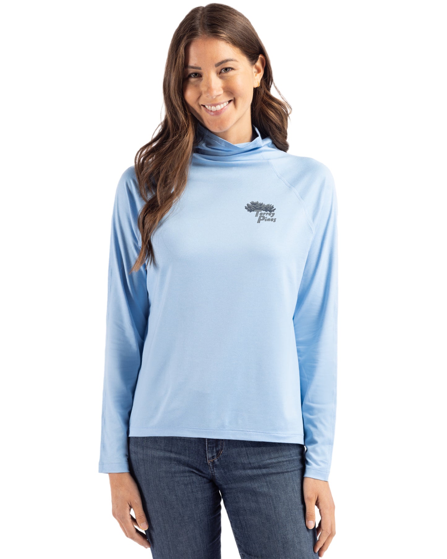Torrey Pines Cutter & Buck Coastline Recycled Double Peached Womens Funnel Neck Pullover
