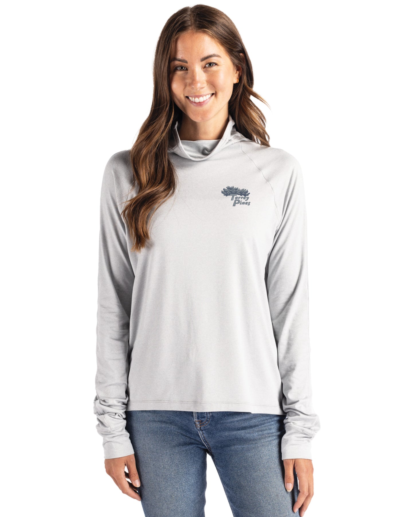 Torrey Pines Cutter & Buck Coastline Recycled Double Peached Womens Funnel Neck Pullover