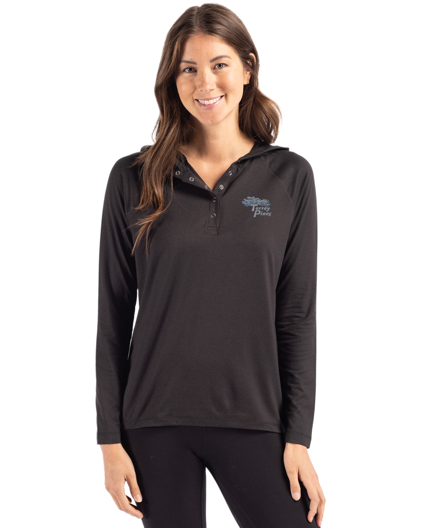Torrey Pines Cutter & Buck Coastline Recycled Double Peached Womens Hooded Pullover