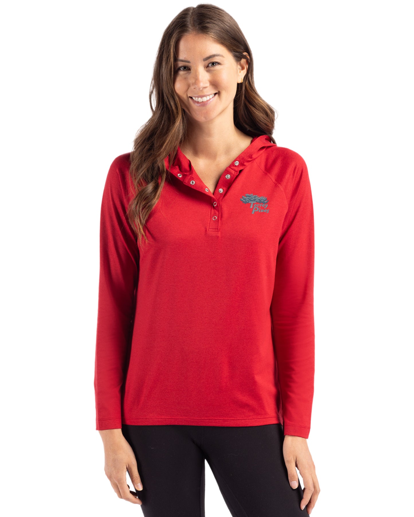 Torrey Pines Cutter & Buck Coastline Recycled Double Peached Womens Hooded Pullover