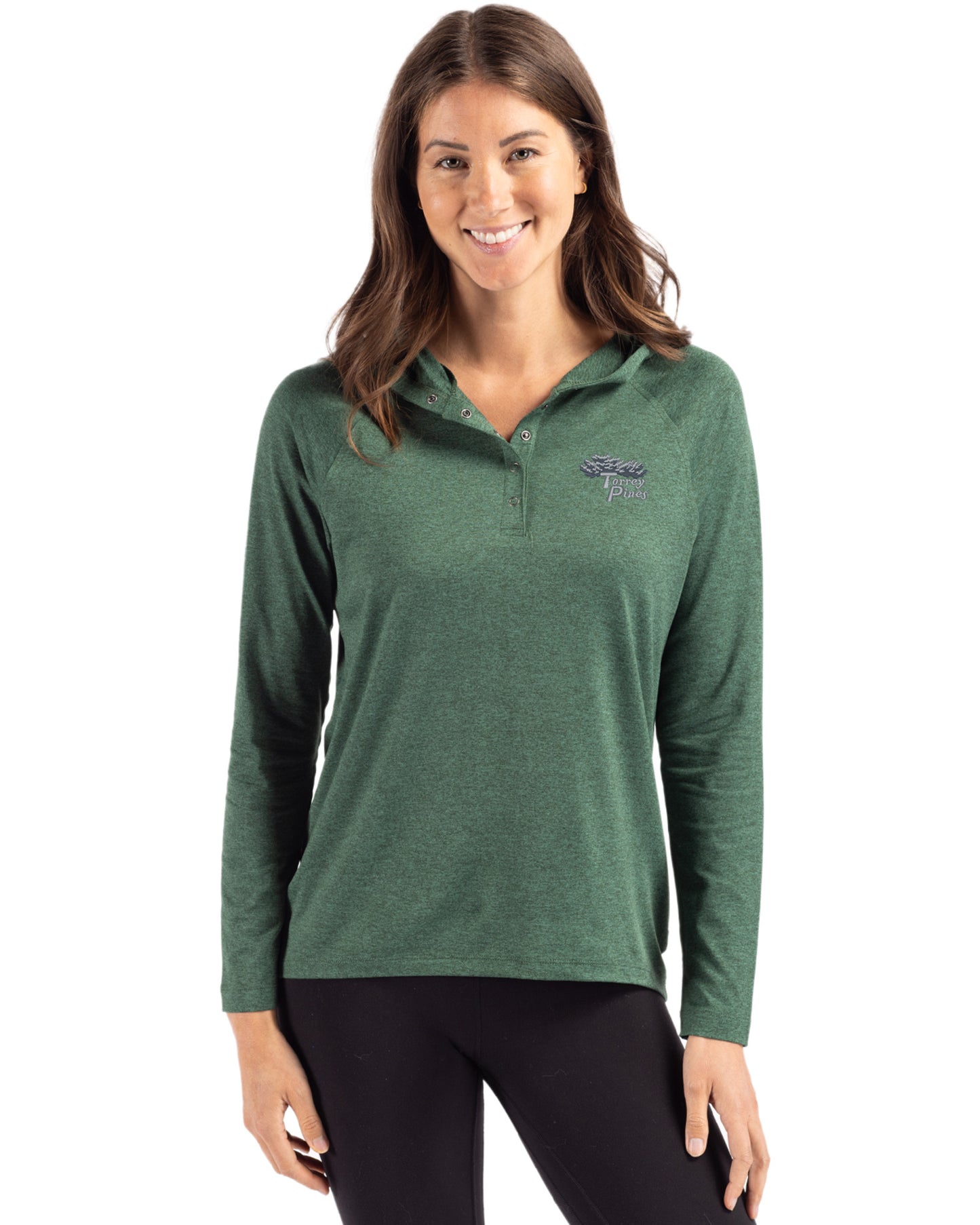 Torrey Pines Cutter & Buck Coastline Recycled Double Peached Womens Hooded Pullover