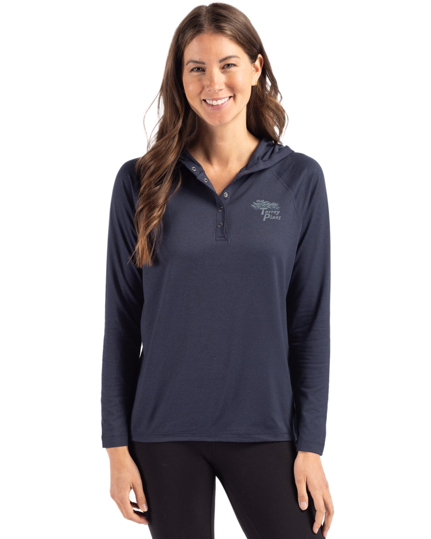 Torrey Pines Cutter & Buck Coastline Recycled Double Peached Womens Hooded Pullover