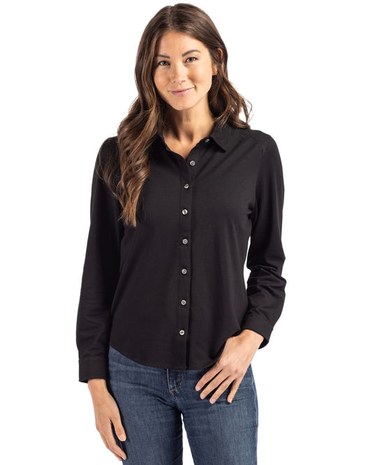 Cutter & Buck Advantage Recycled Cotton-Blend PiqueWomensLong Sleeve ButtonDown Shirt