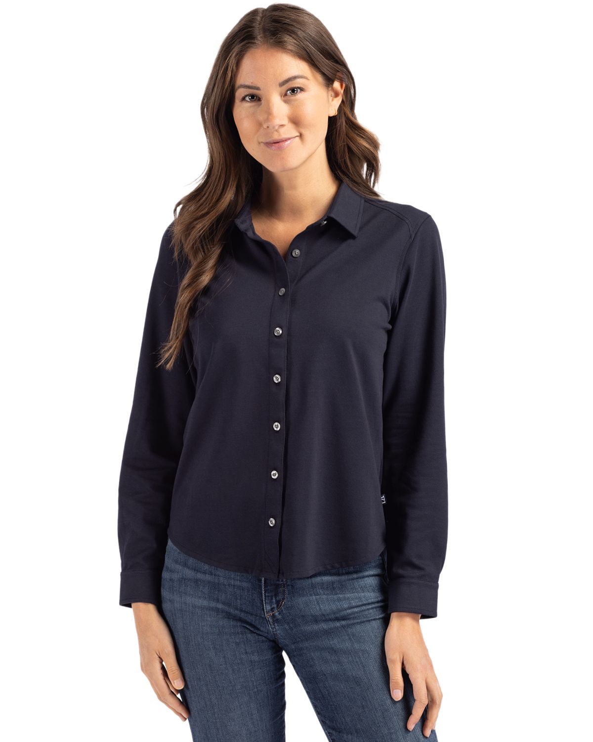 Cutter & Buck Advantage Recycled Cotton-Blend PiqueWomensLong Sleeve ButtonDown Shirt