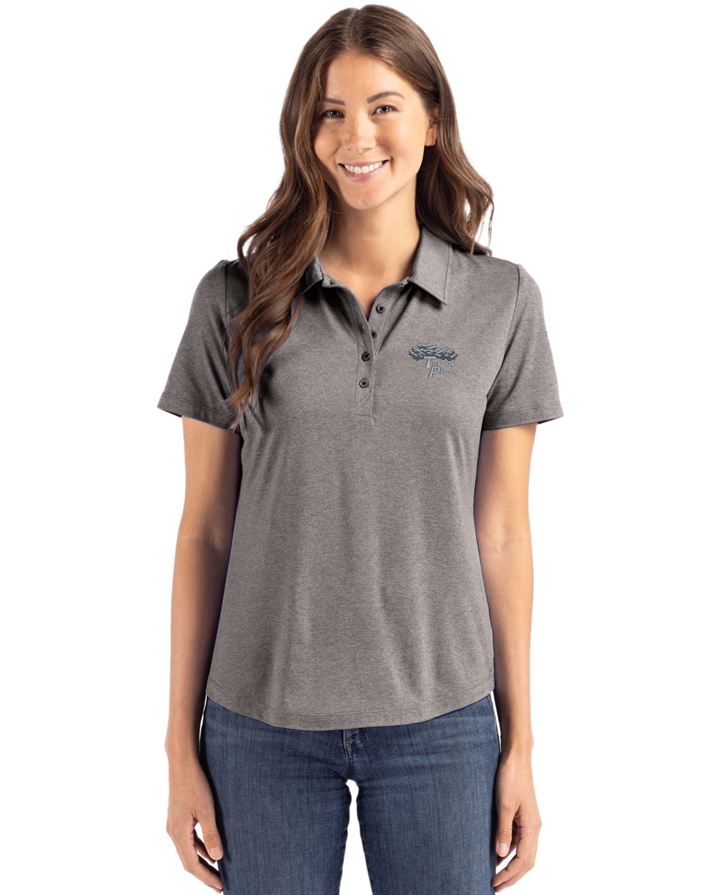 Torrey Pines Cutter & Buck Coastline Recycled Double Peached Womens Polo