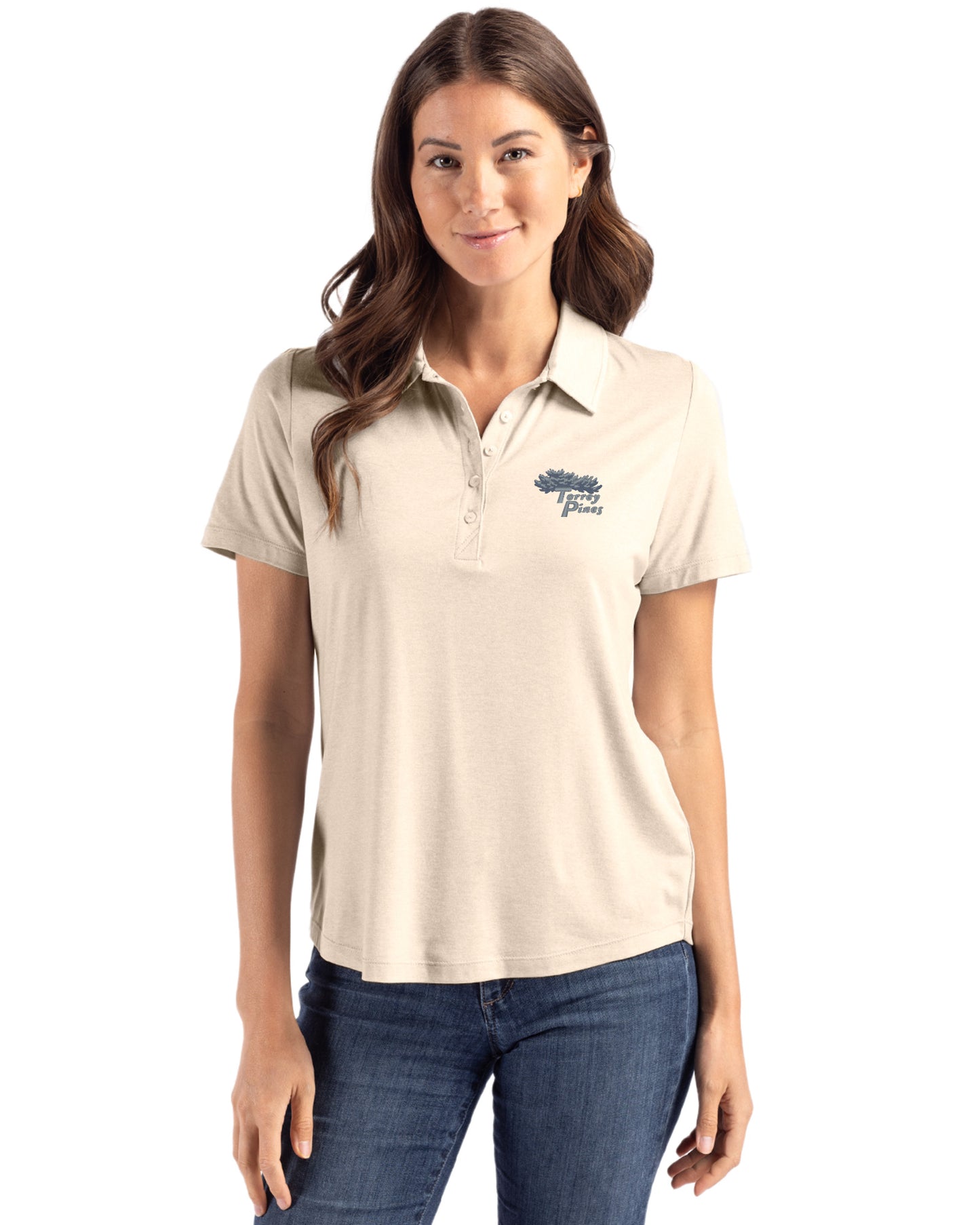 Torrey Pines Cutter & Buck Coastline Recycled Double Peached Womens Polo