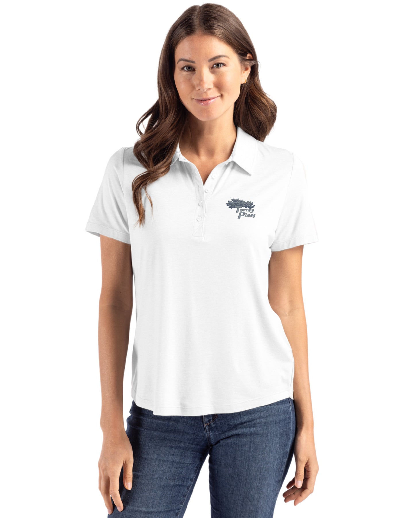 Torrey Pines Cutter & Buck Coastline Recycled Double Peached Womens Polo
