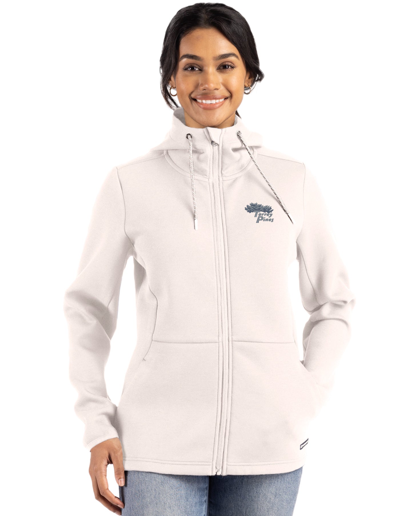 Torrey Pines Cutter & Buck Roam Recycled Buttery-Soft Knit Womens Full Zip Hooded Jacket