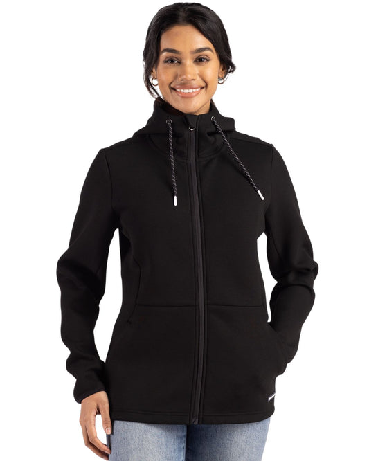 Cutter & Buck Roam Recycled Buttery-Soft Knit Womens Full Zip Hooded Jacket