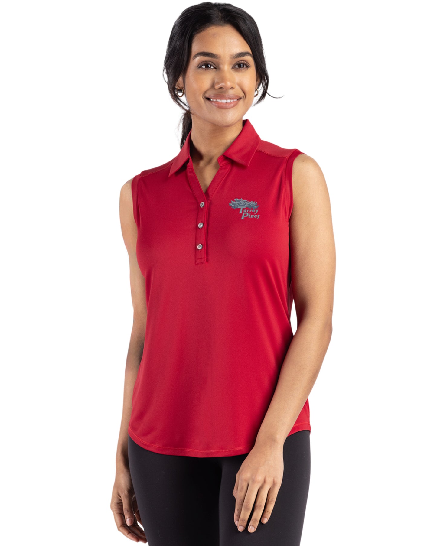 Torrey Pines Cutter & Buck Forge Recycled Four-Way Stretch Womens Sleeveless Polo