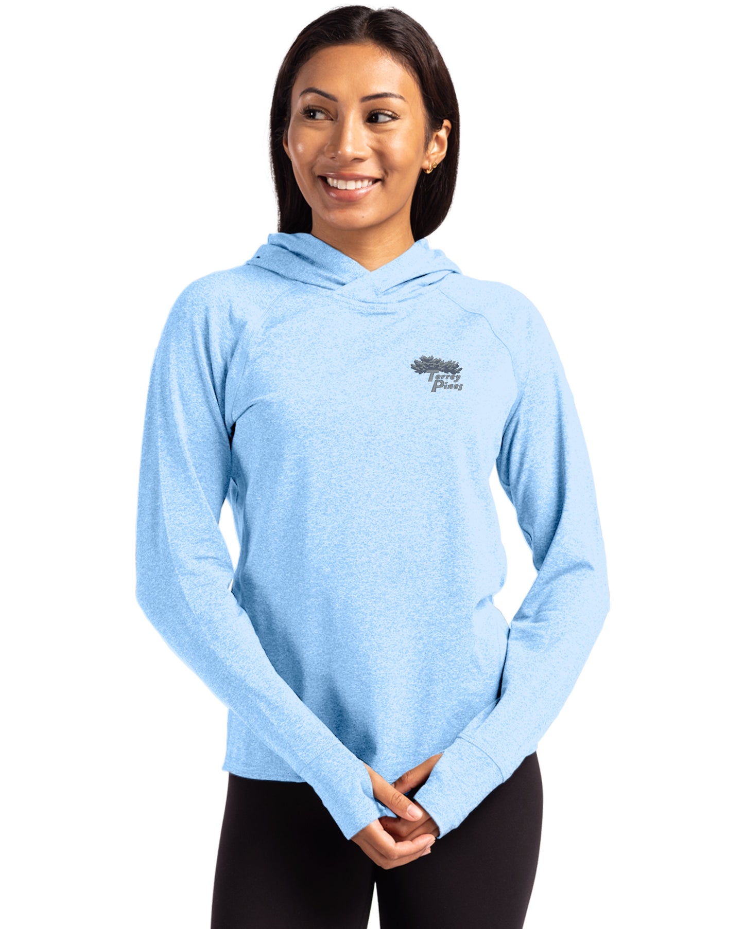 Torrey Pines Cutter & Buck Adapt Recycled Soft Knit Stretch Womens Hooded Pullover