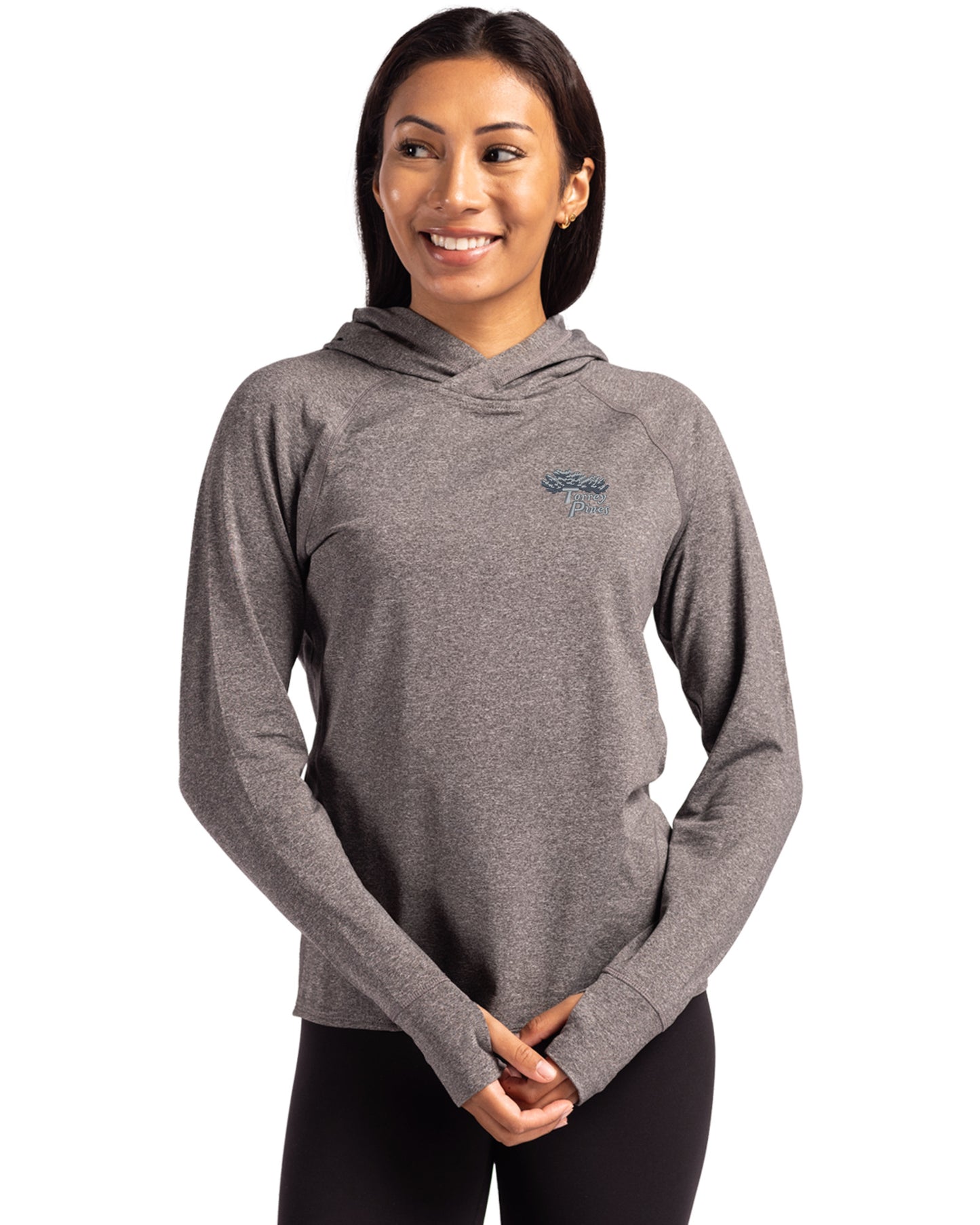 Torrey Pines Cutter & Buck Adapt Recycled Soft Knit Stretch Womens Hooded Pullover
