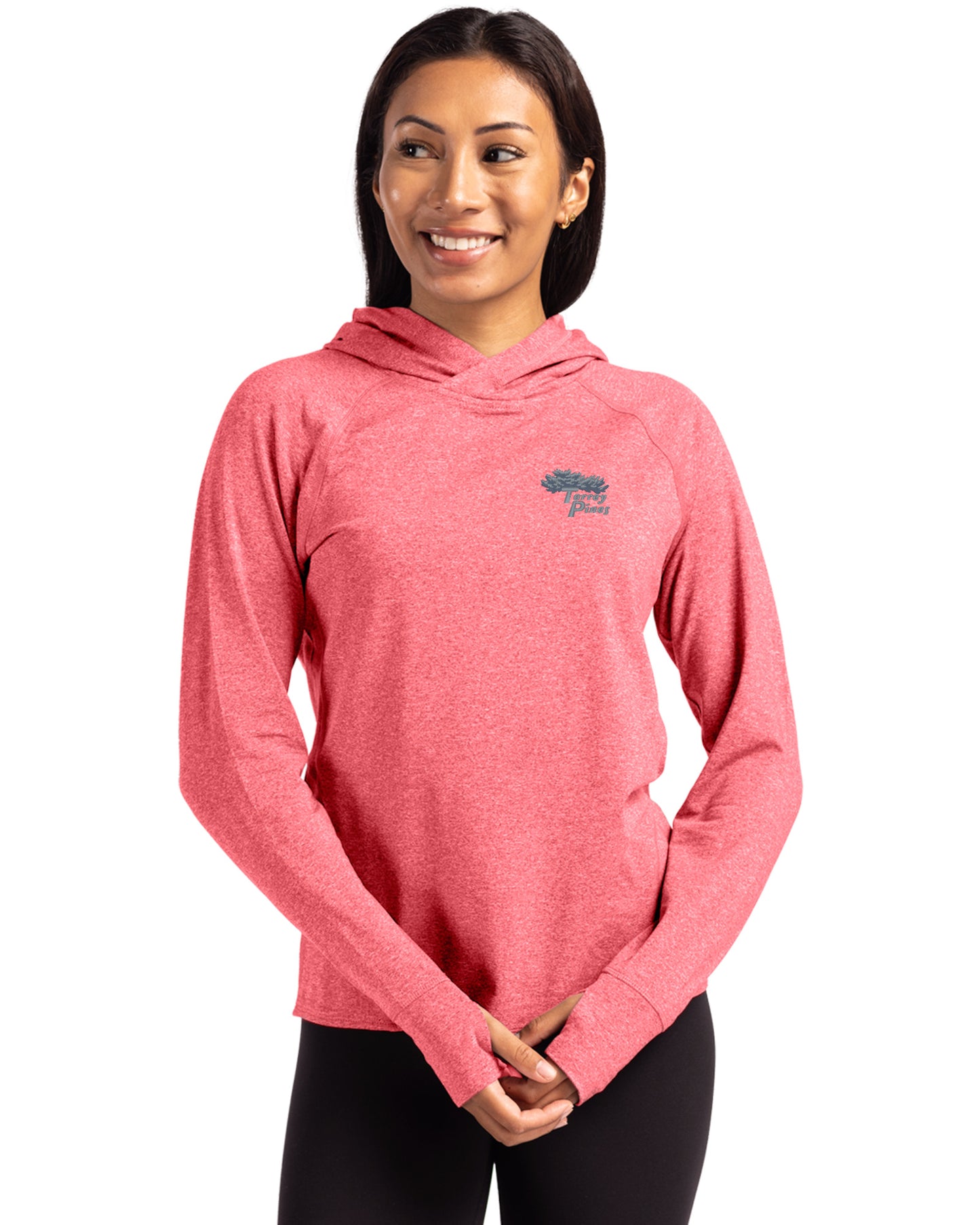 Torrey Pines Cutter & Buck Adapt Recycled Soft Knit Stretch Womens Hooded Pullover