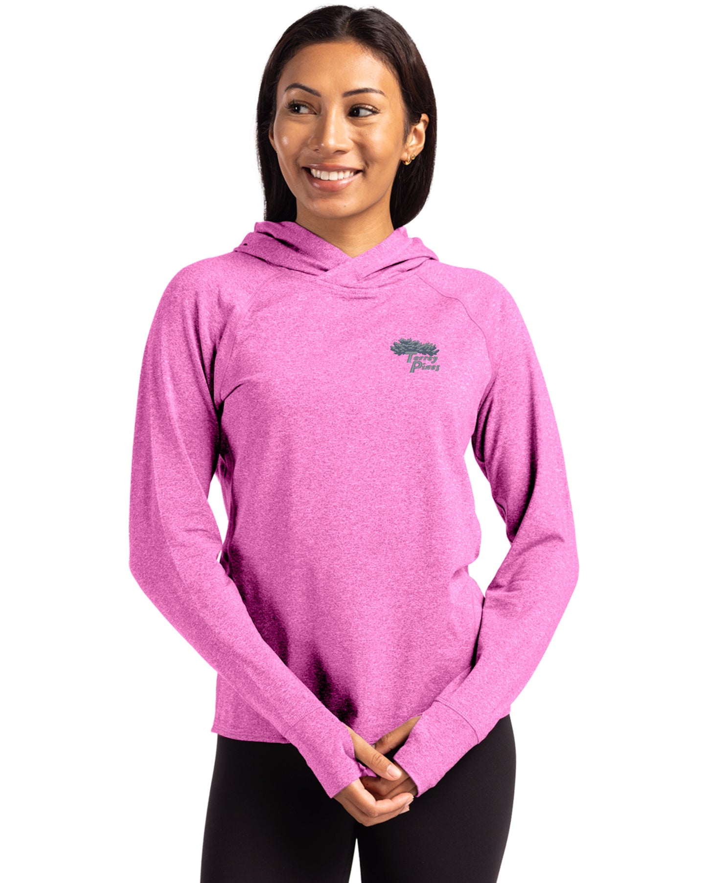 Torrey Pines Cutter & Buck Adapt Recycled Soft Knit Stretch Womens Hooded Pullover
