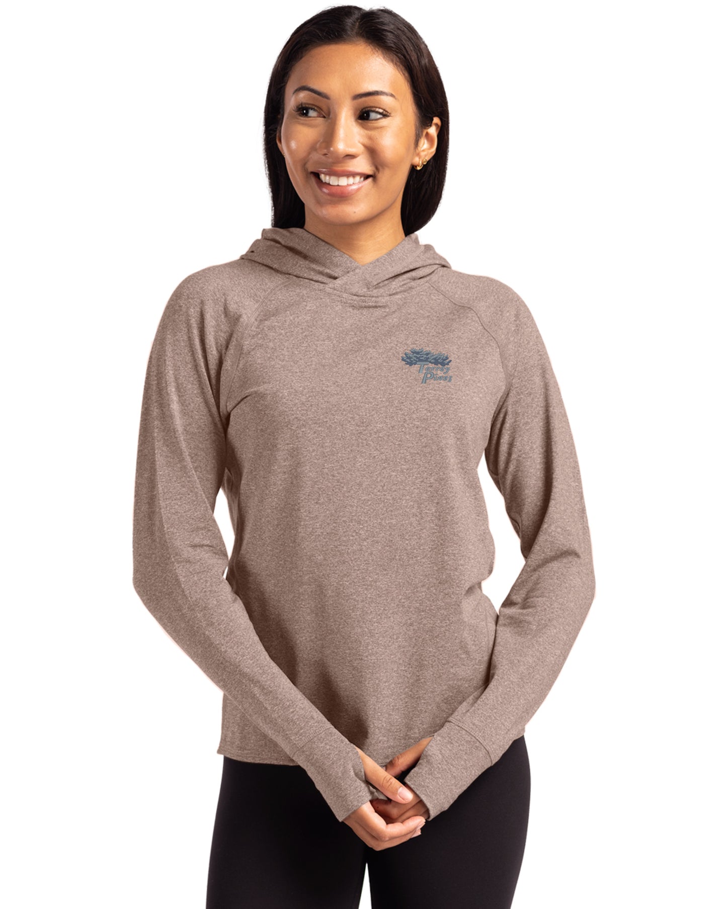 Torrey Pines Cutter & Buck Adapt Recycled Soft Knit Stretch Womens Hooded Pullover