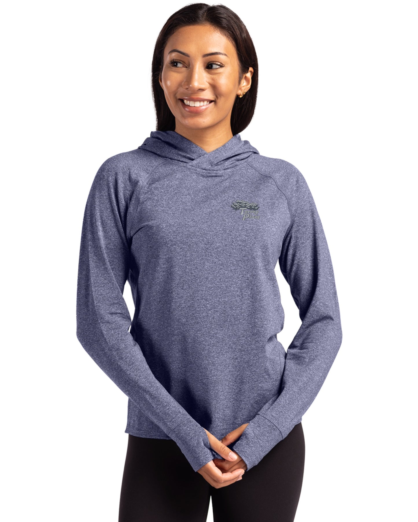 Torrey Pines Cutter & Buck Adapt Recycled Soft Knit Stretch Womens Hooded Pullover