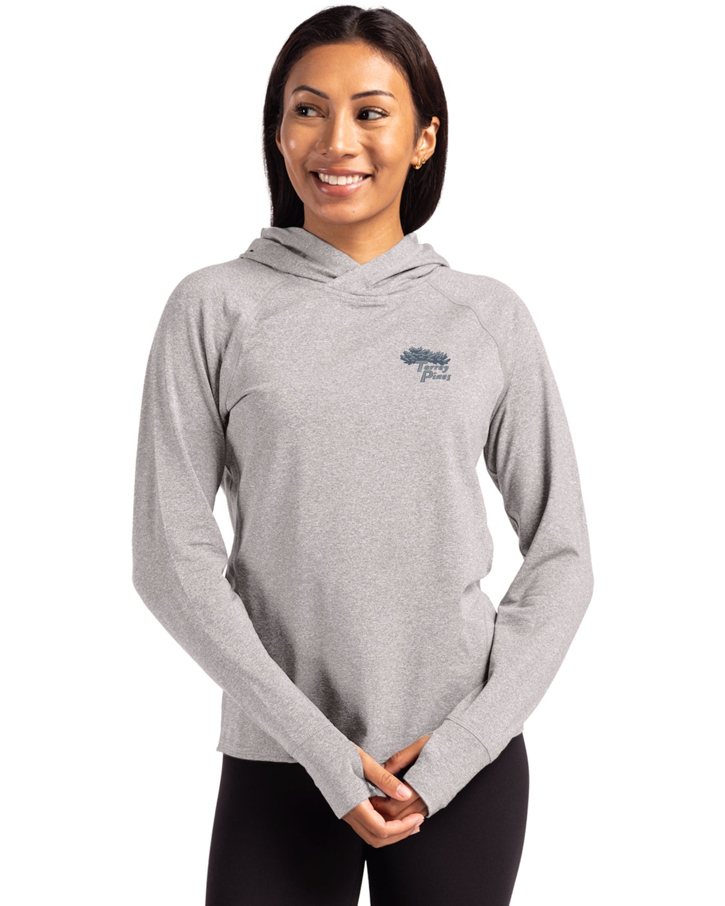 Torrey Pines Cutter & Buck Adapt Recycled Soft Knit Stretch Womens Hooded Pullover