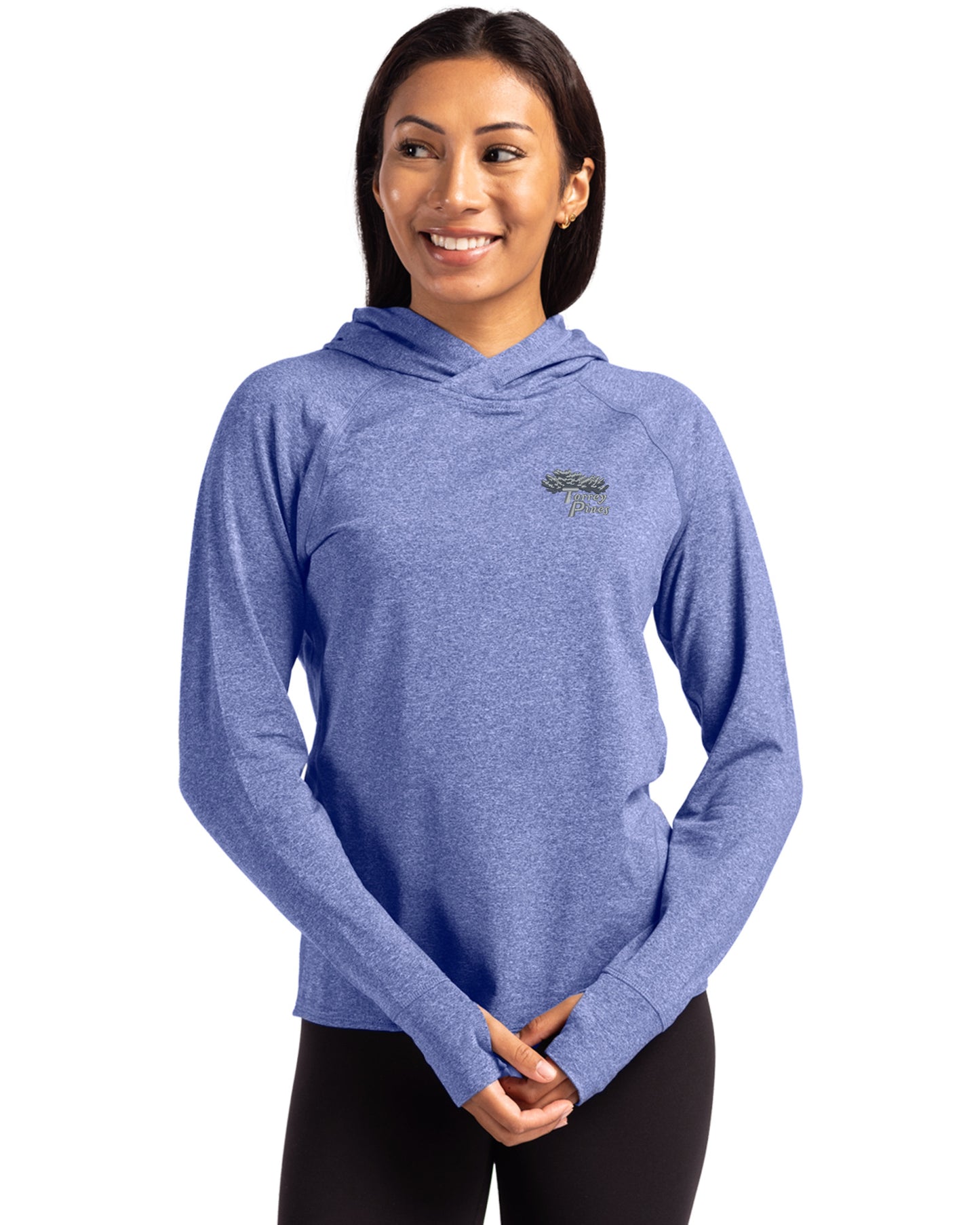Torrey Pines Cutter & Buck Adapt Recycled Soft Knit Stretch Womens Hooded Pullover