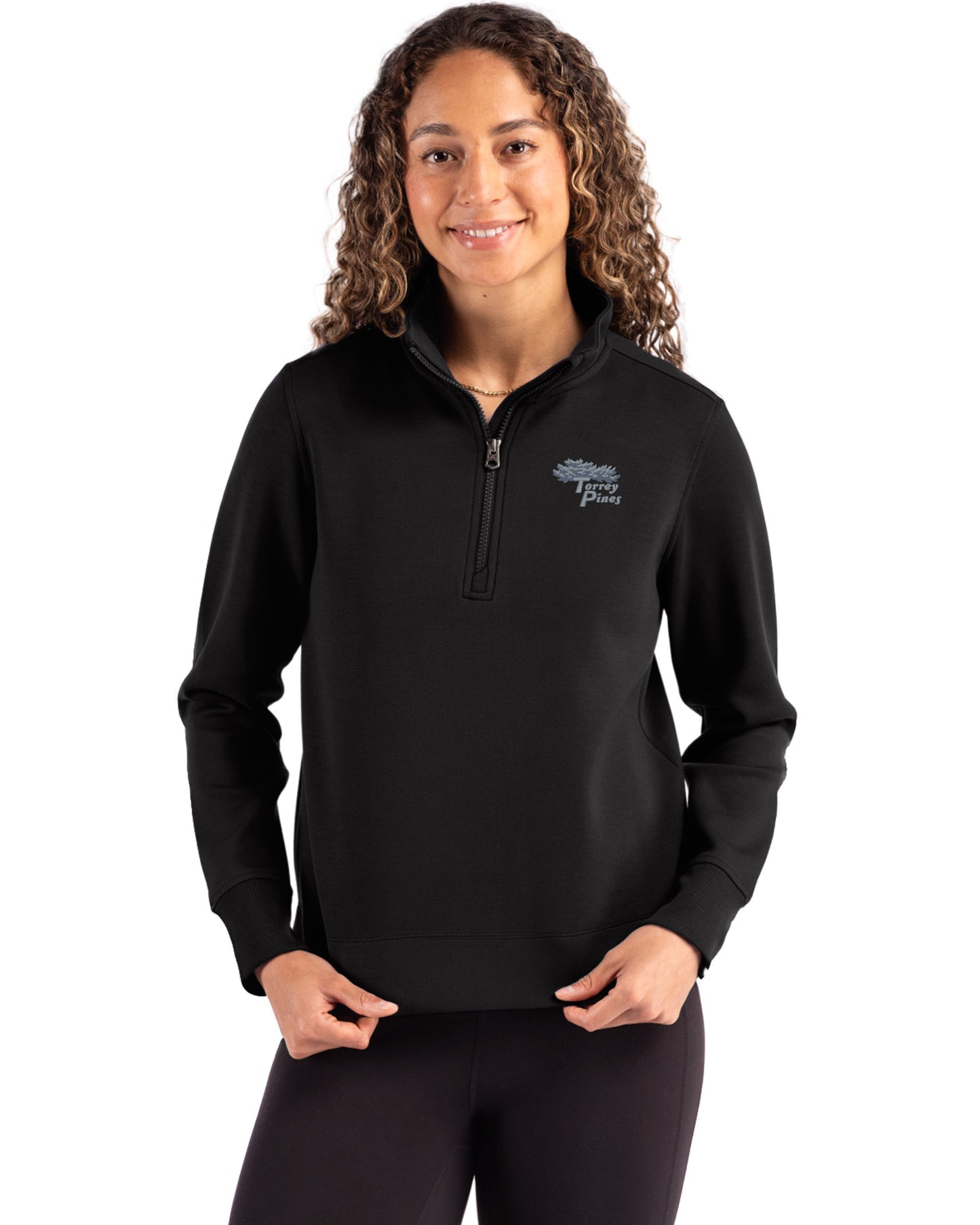 Torrey Pines Cutter & Buck Roam Recycled Buttery-Soft Knit Womens Quarter Zip Pullover