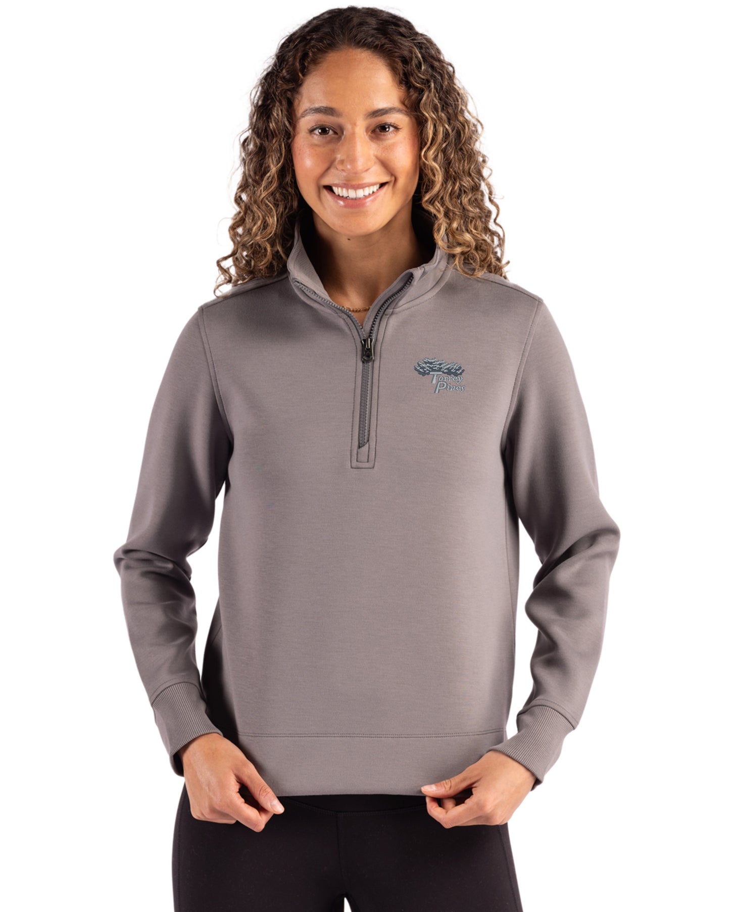 Torrey Pines Cutter & Buck Roam Recycled Buttery-Soft Knit Womens Quarter Zip Pullover