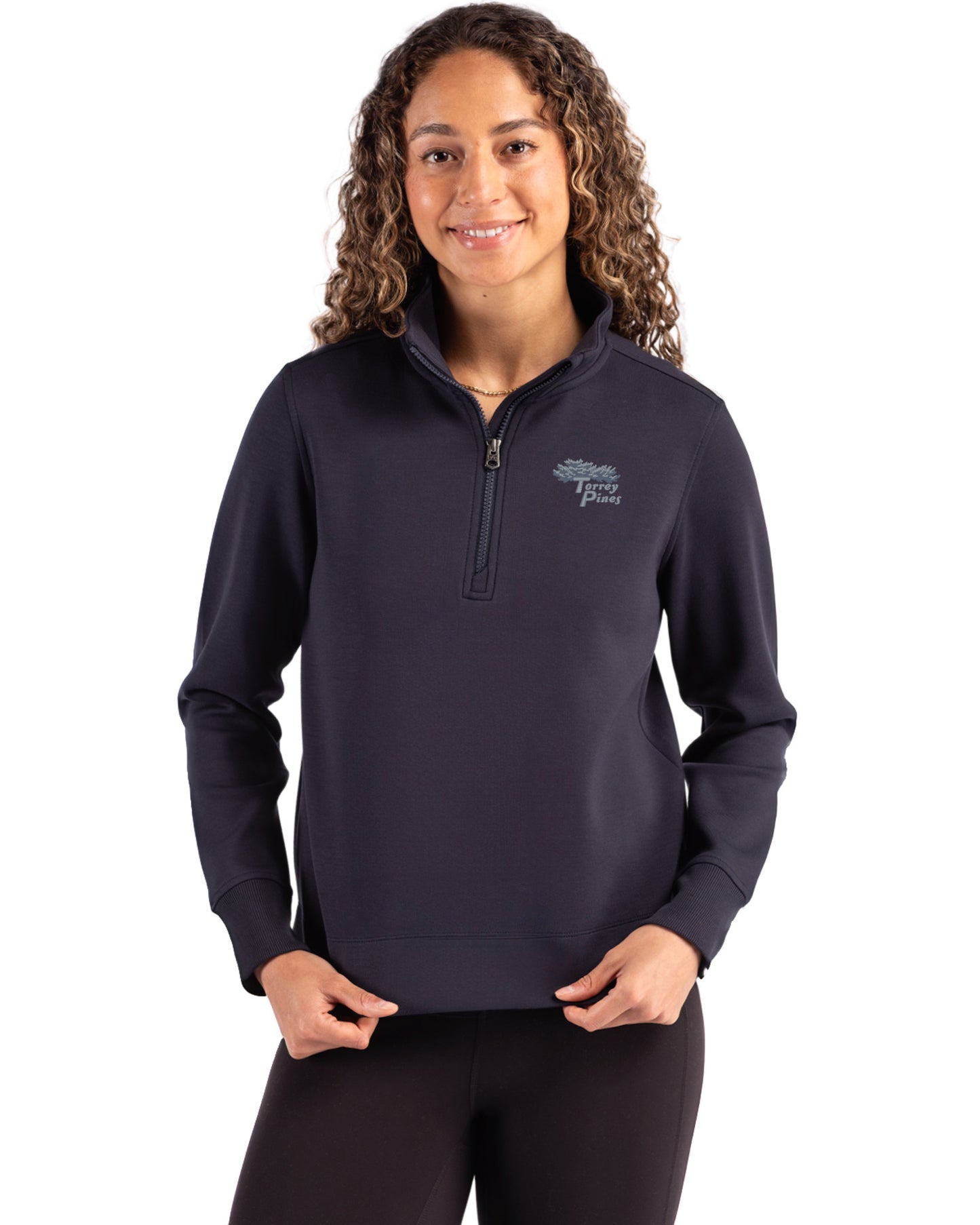 Torrey Pines Cutter & Buck Roam Recycled Buttery-Soft Knit Womens Quarter Zip Pullover