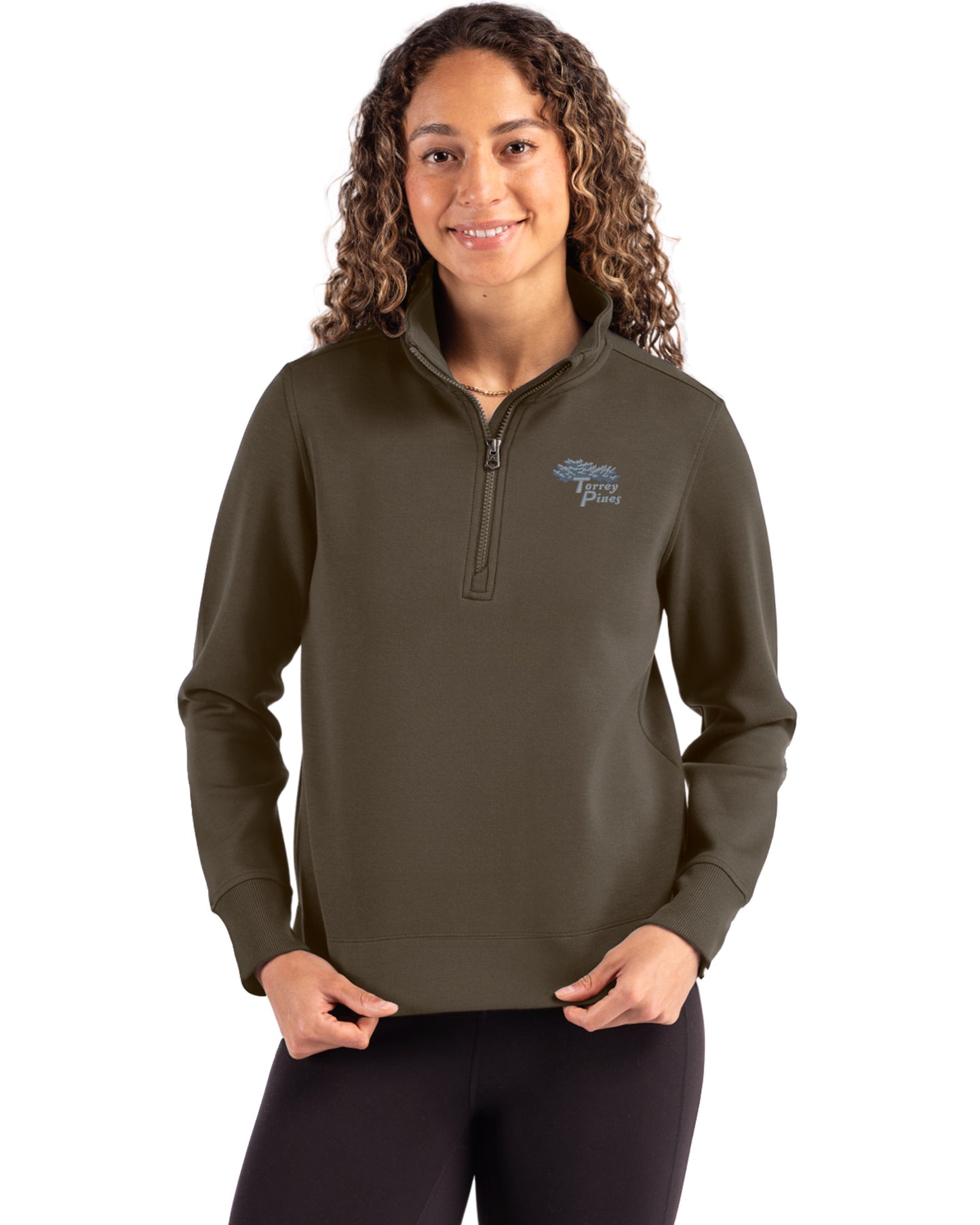 Torrey Pines Cutter & Buck Roam Recycled Buttery-Soft Knit Womens Quarter Zip Pullover
