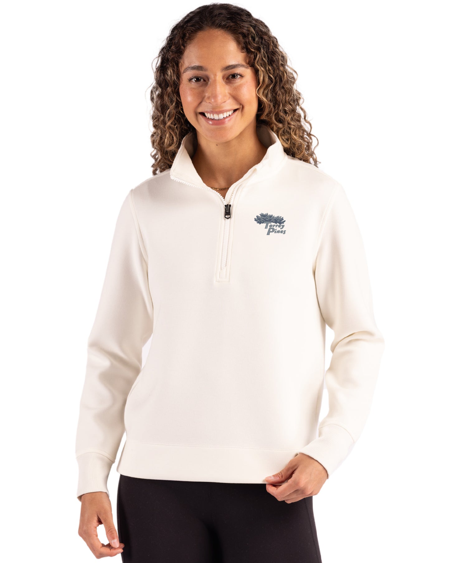 Torrey Pines Cutter & Buck Roam Recycled Buttery-Soft Knit Womens Quarter Zip Pullover