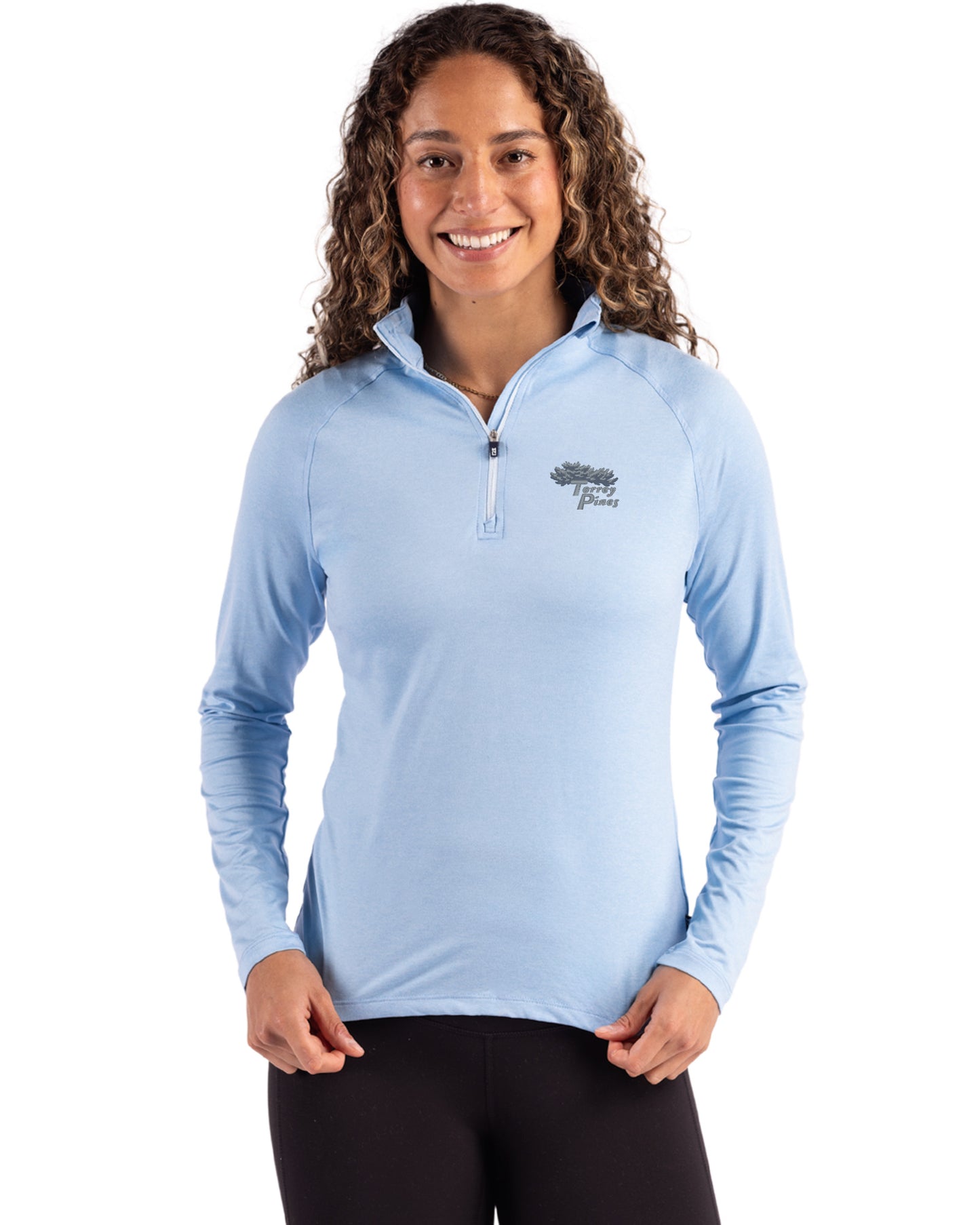 Torrey Pines Cutter & Buck Coastline Recycled Double Peached Womens Quarter Zip Pullover