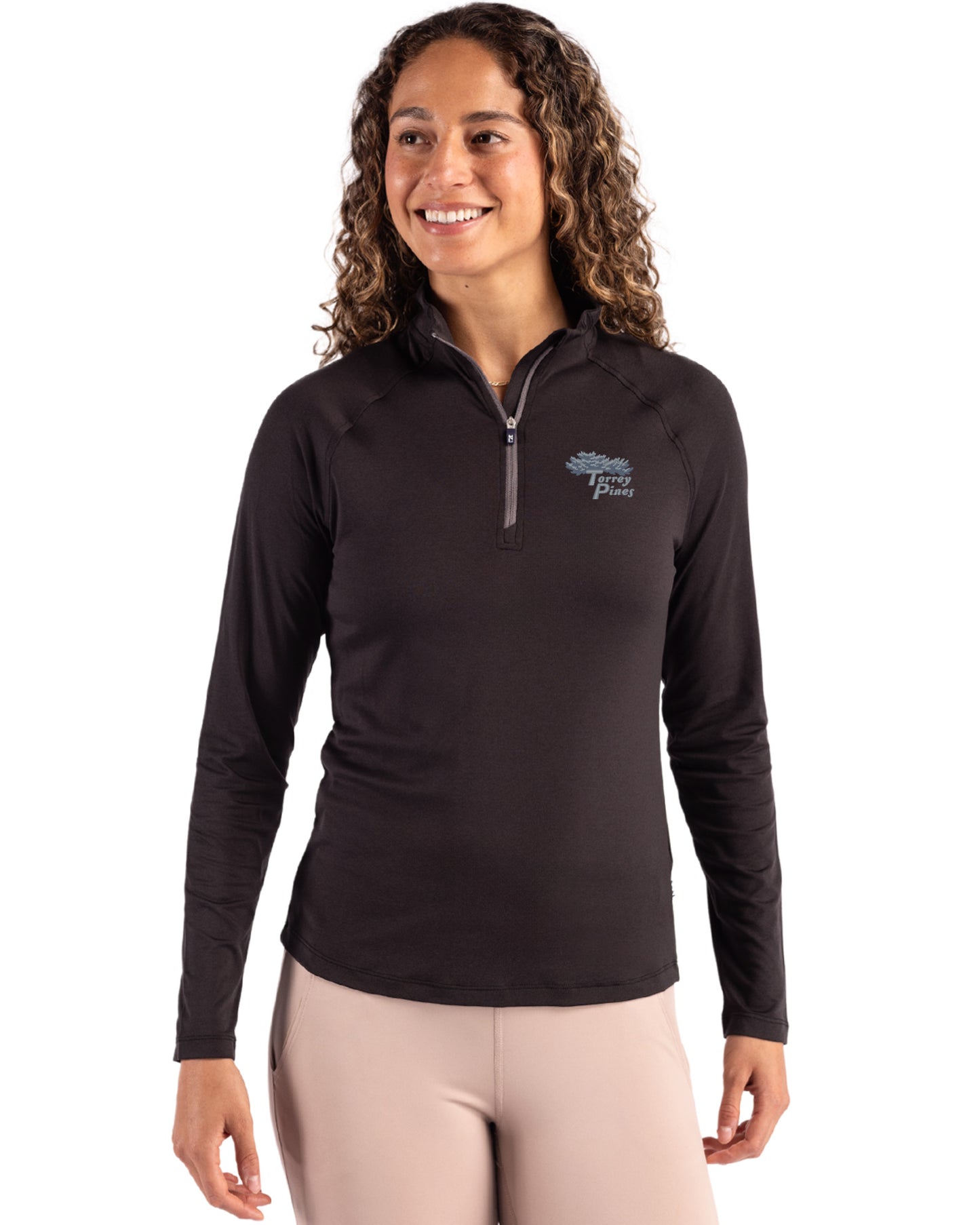 Torrey Pines Cutter & Buck Coastline Recycled Double Peached Womens Quarter Zip Pullover