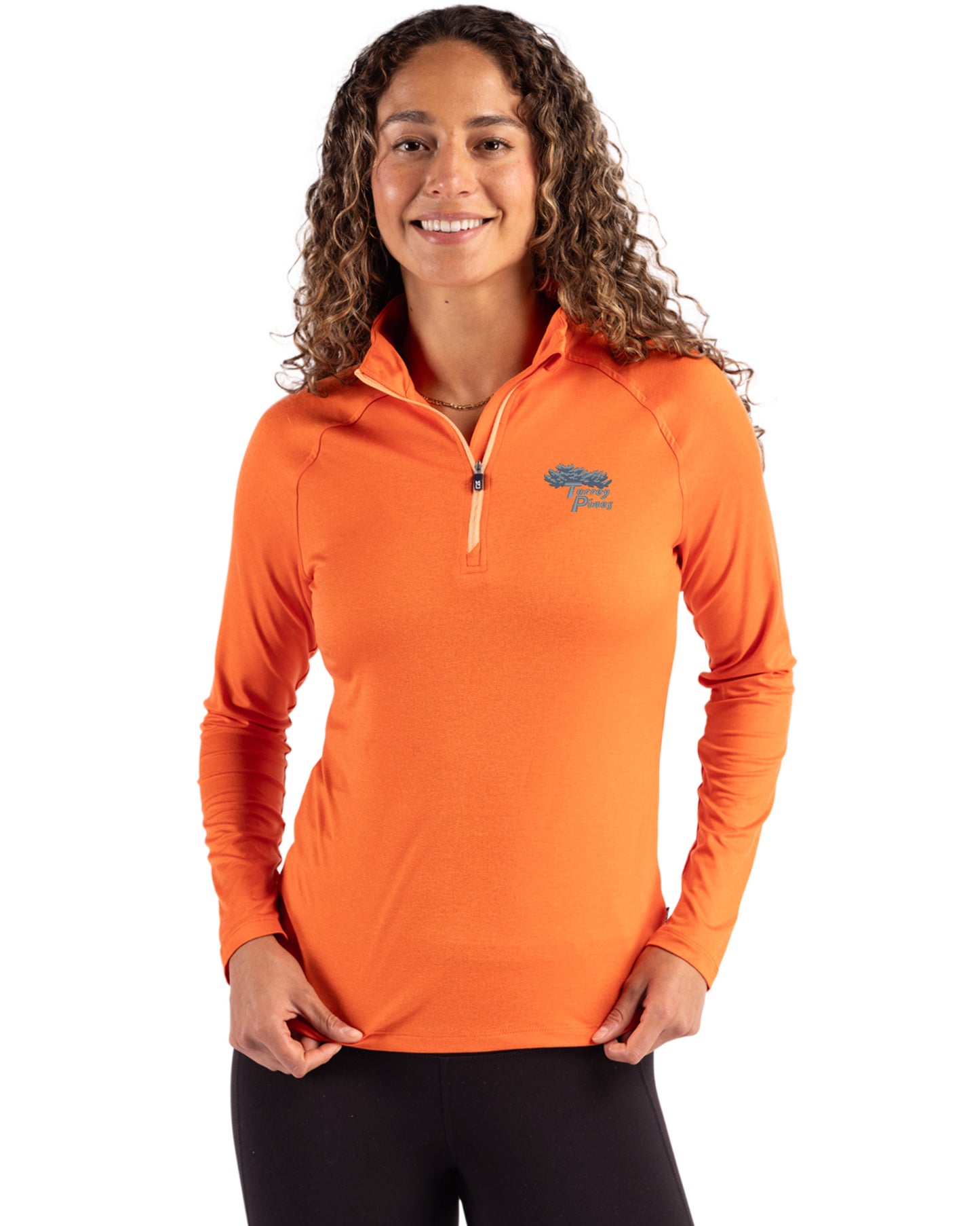 Torrey Pines Cutter & Buck Coastline Recycled Double Peached Womens Quarter Zip Pullover