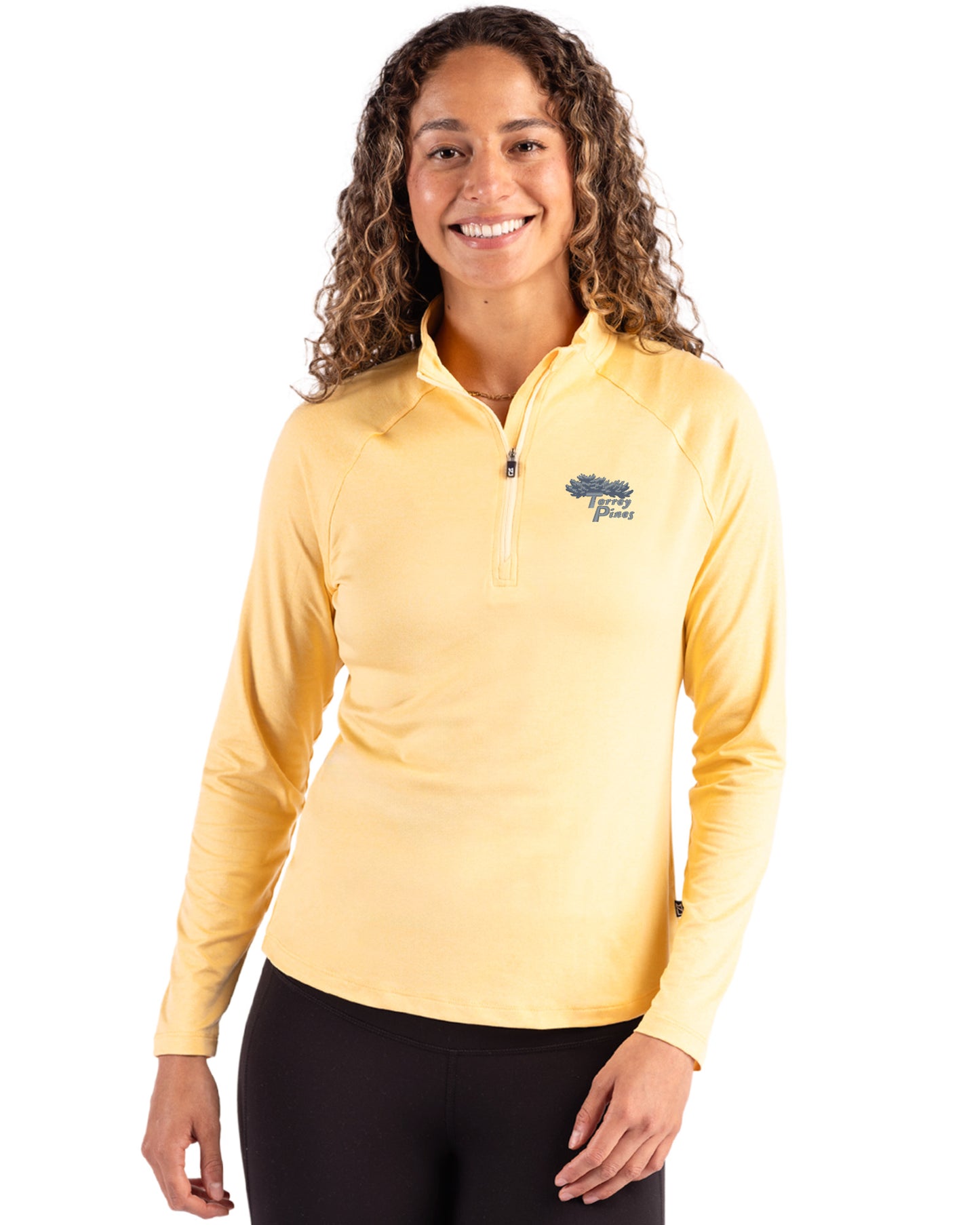 Torrey Pines Cutter & Buck Coastline Recycled Double Peached Womens Quarter Zip Pullover