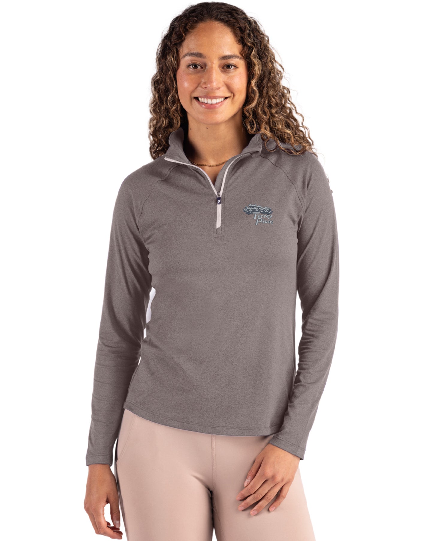 Torrey Pines Cutter & Buck Coastline Recycled Double Peached Womens Quarter Zip Pullover