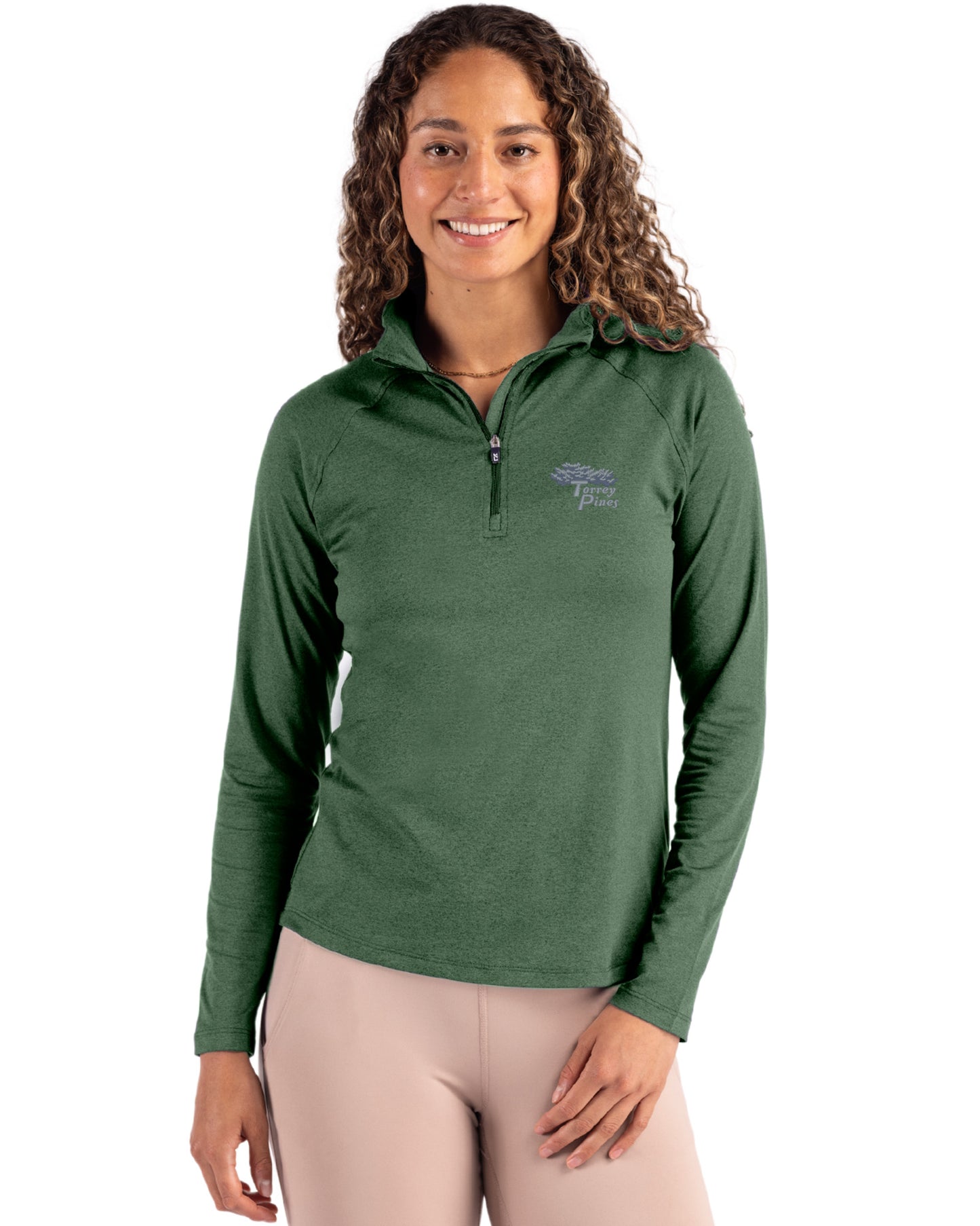 Torrey Pines Cutter & Buck Coastline Recycled Double Peached Womens Quarter Zip Pullover