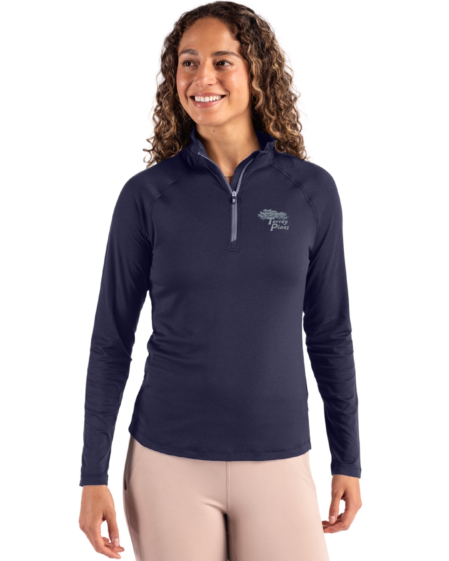 Torrey Pines Cutter & Buck Coastline Recycled Double Peached Womens Quarter Zip Pullover