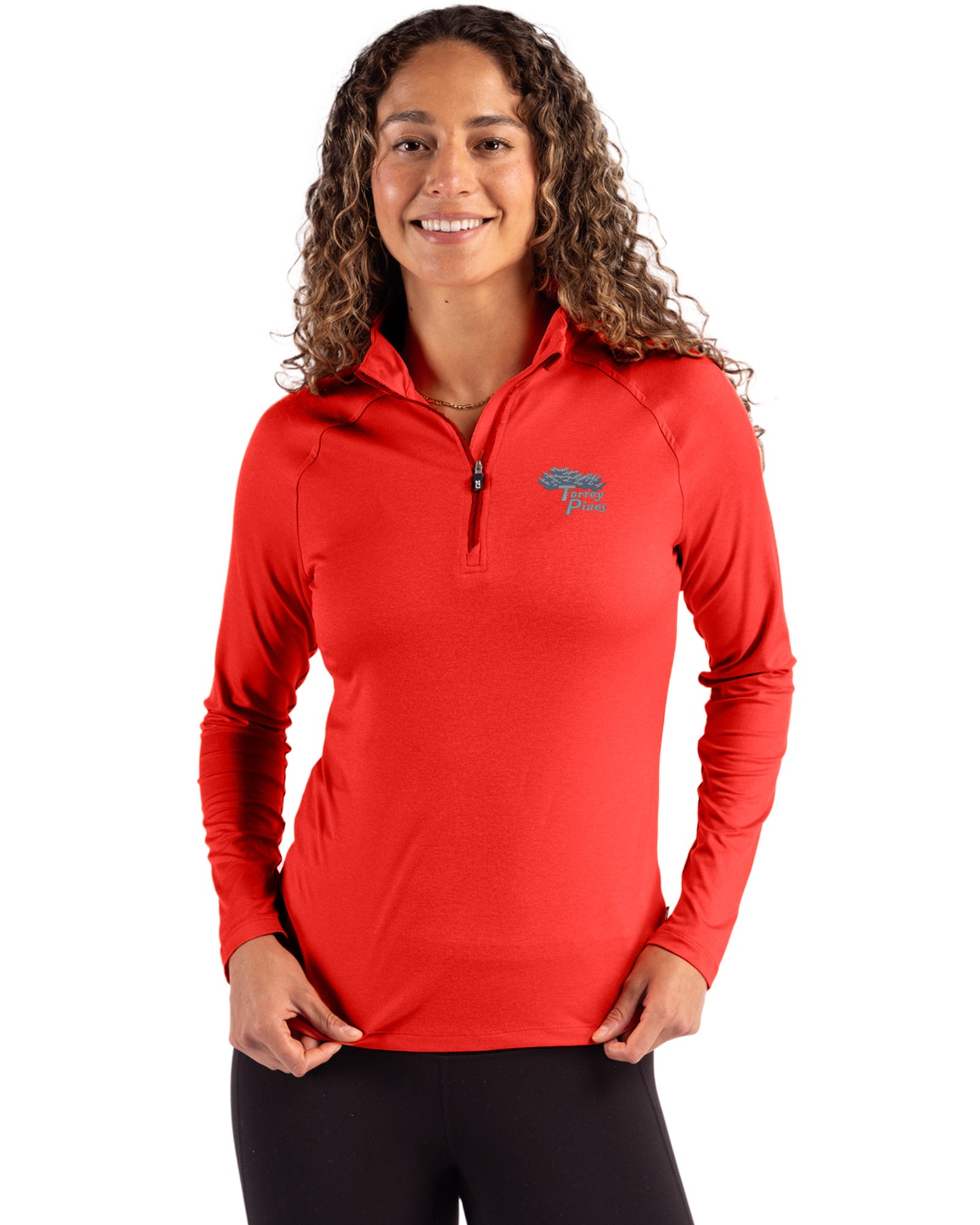 Torrey Pines Cutter & Buck Coastline Recycled Double Peached Womens Quarter Zip Pullover