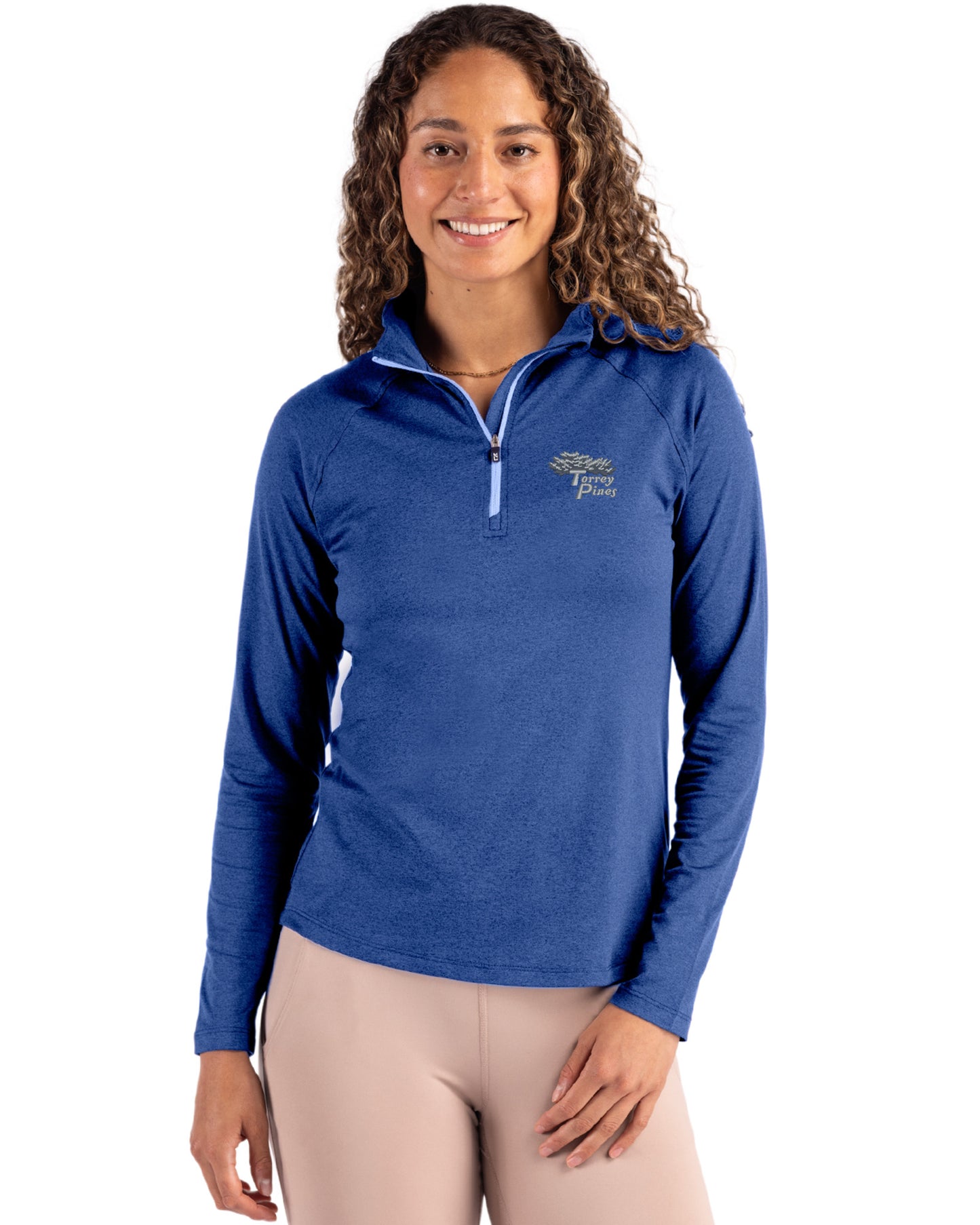 Torrey Pines Cutter & Buck Coastline Recycled Double Peached Womens Quarter Zip Pullover