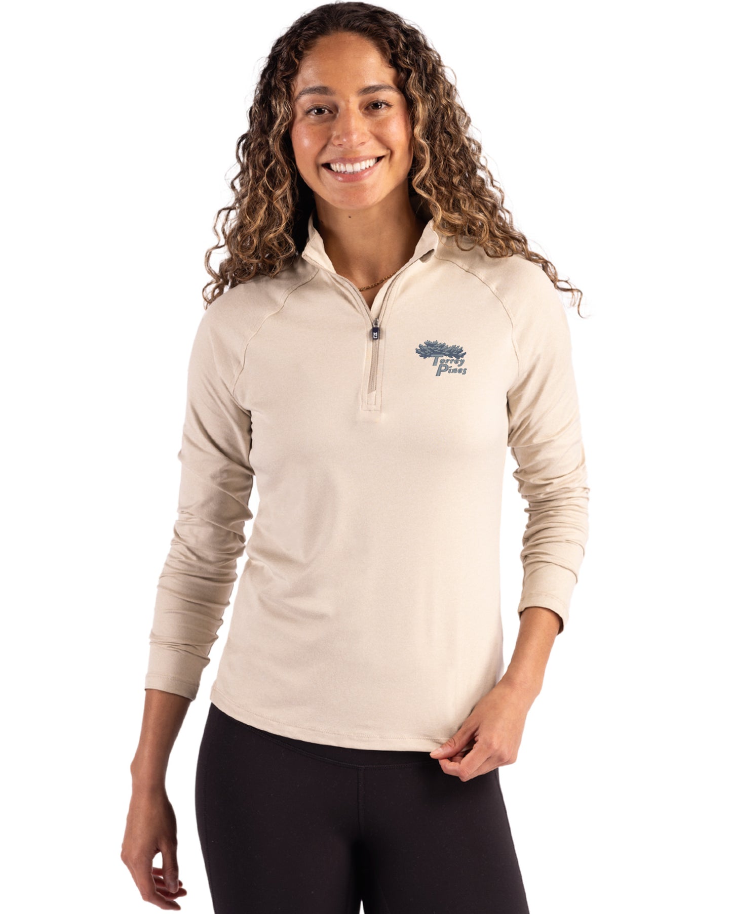 Torrey Pines Cutter & Buck Coastline Recycled Double Peached Womens Quarter Zip Pullover