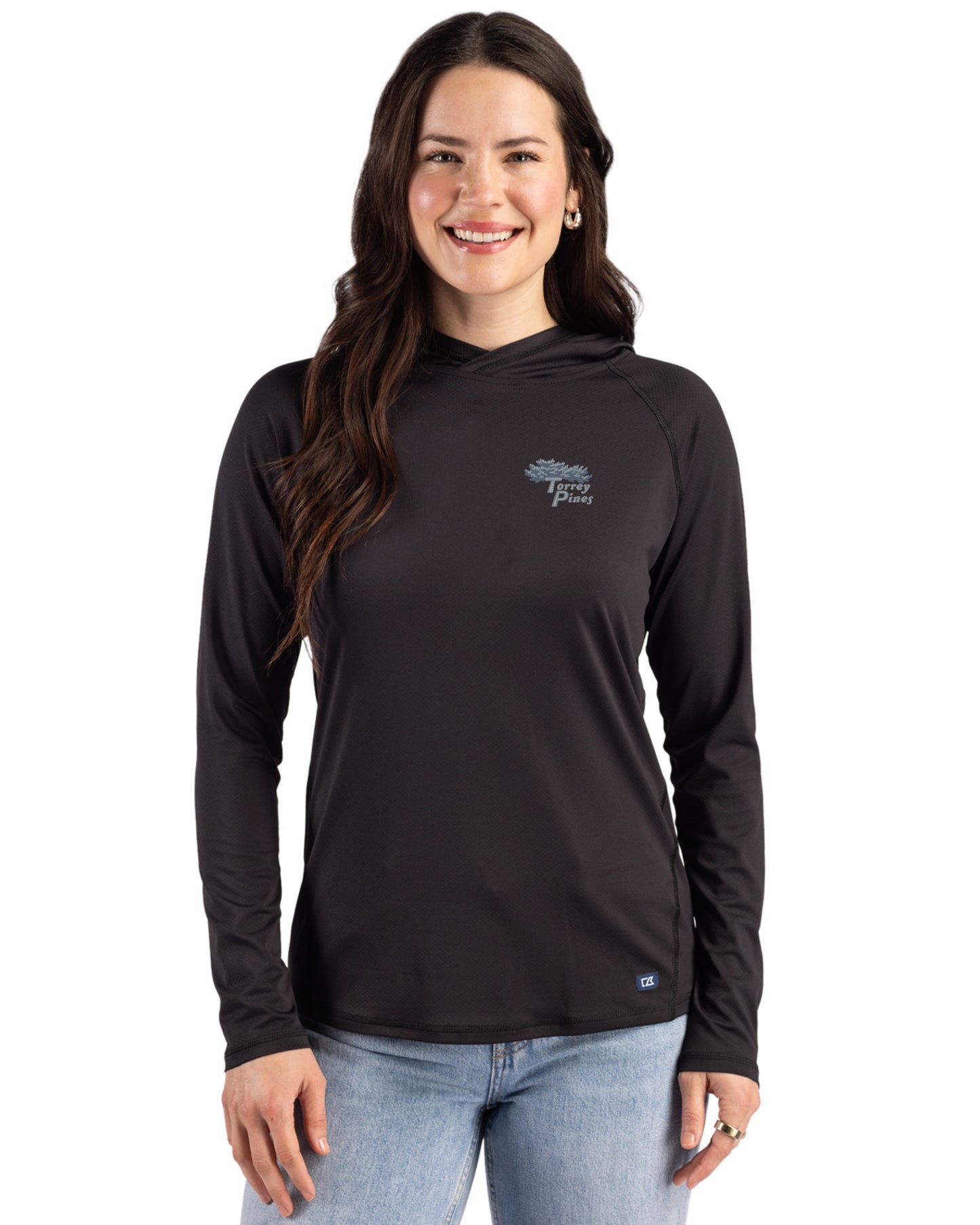 Torrey Pines Cutter & Buck Prospect Recycled  Featherlight Stretch Womens Hooded Pullover