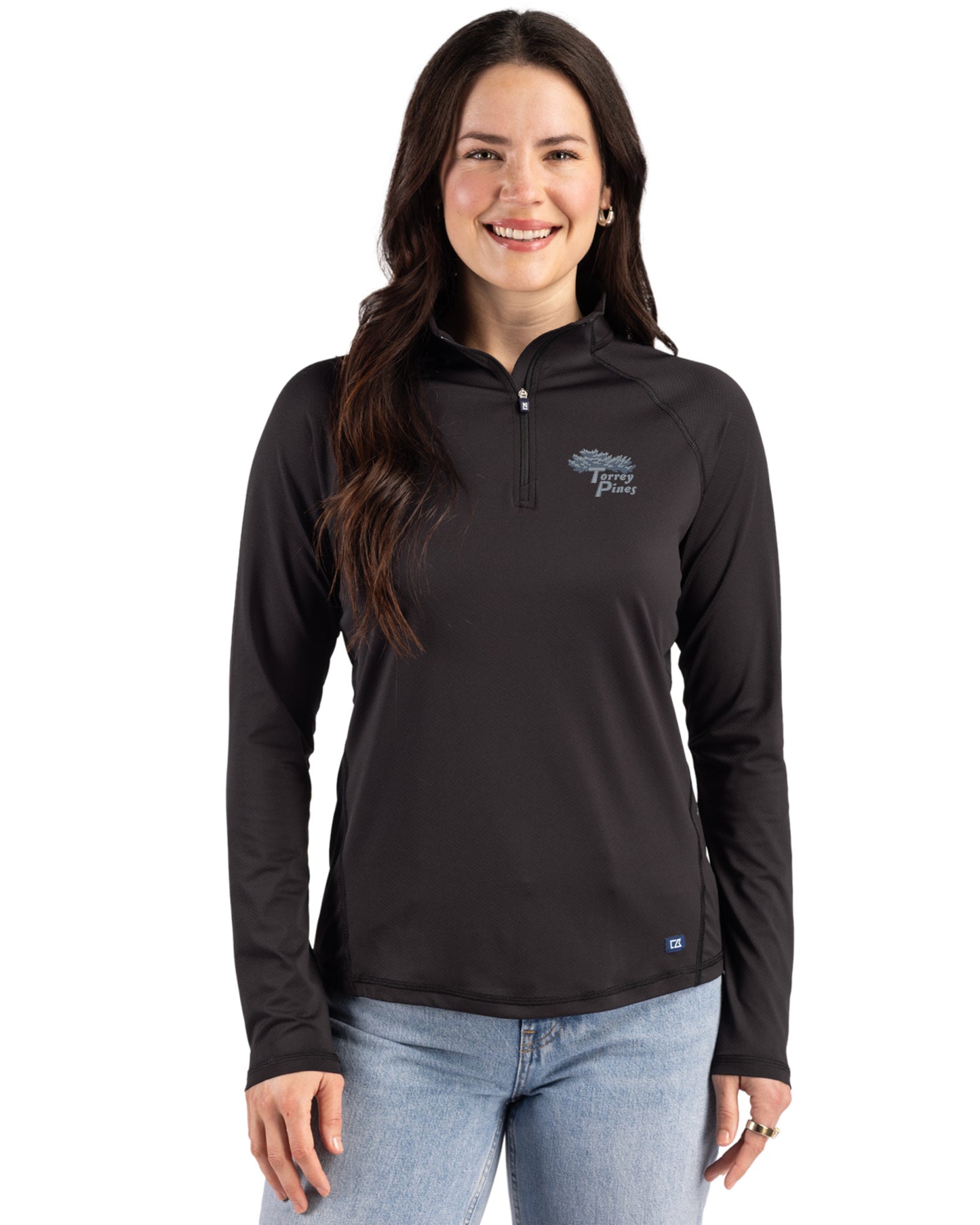Torrey Pines Cutter & Buck Prospect Recycled Featherlight Stretch Womens Quarter Zip