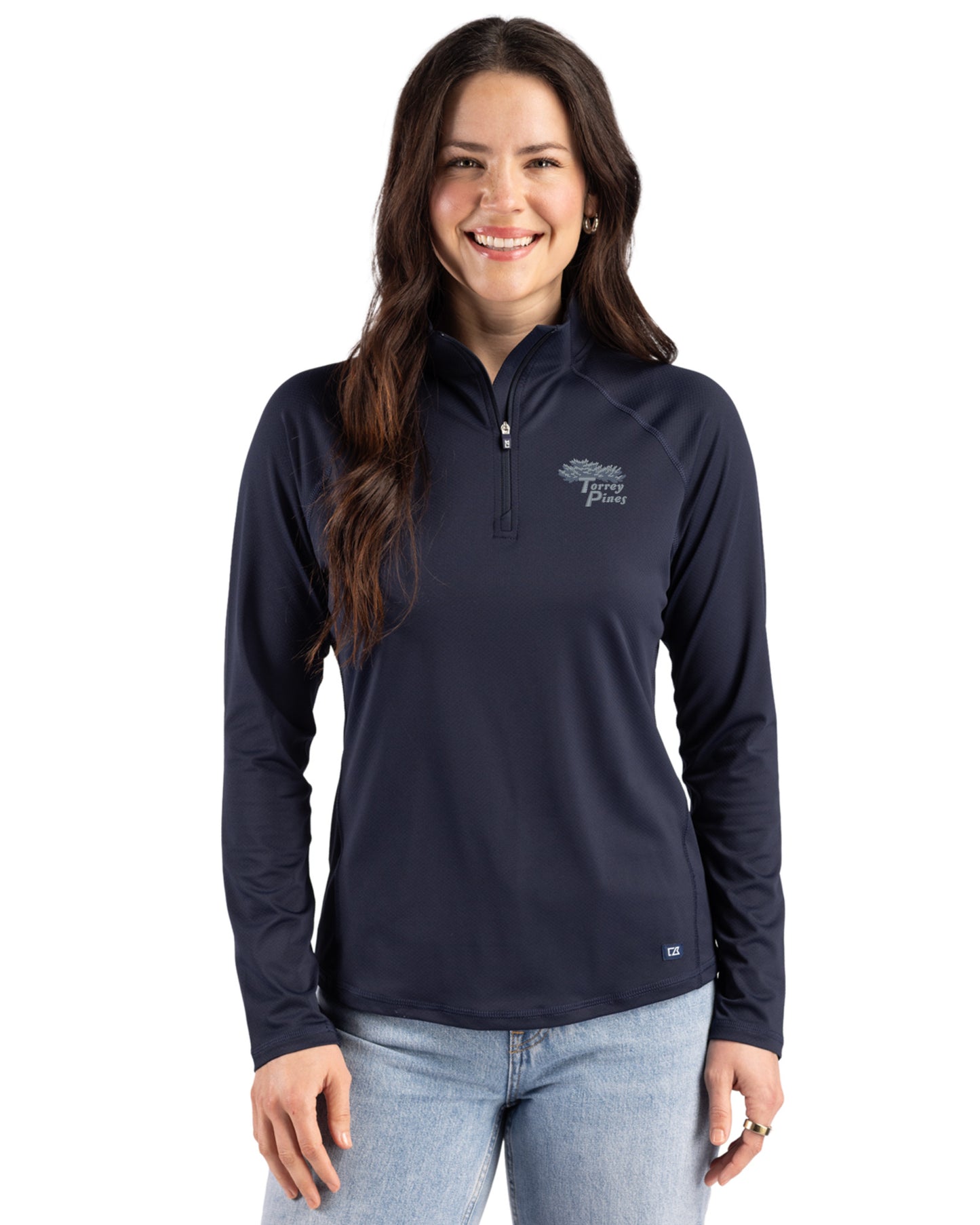 Torrey Pines Cutter & Buck Prospect Recycled Featherlight Stretch Womens Quarter Zip