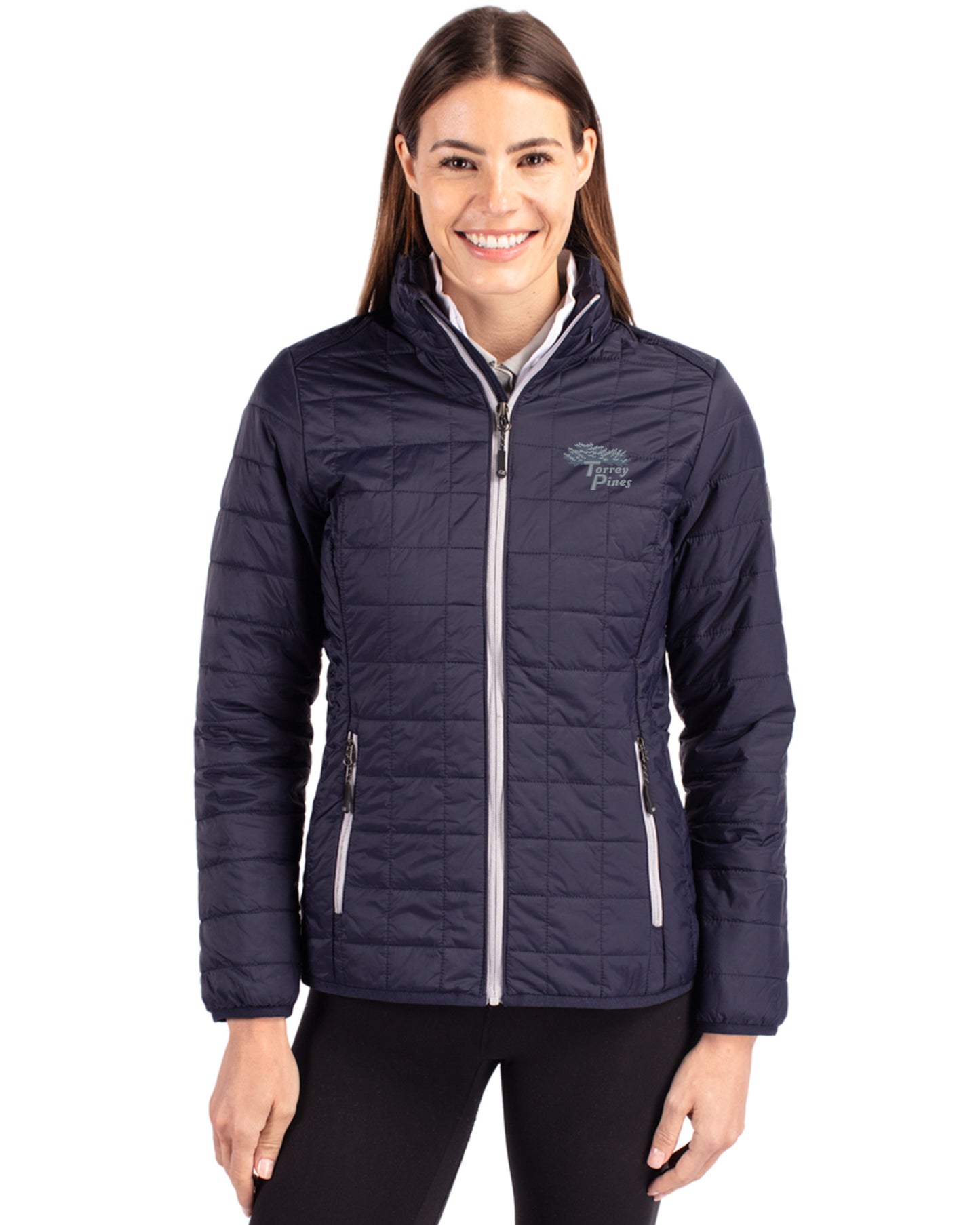 Torrey Pines Cutter & Buck Rainier Recycled Insulated Puffer Womens Full Zip Jacket